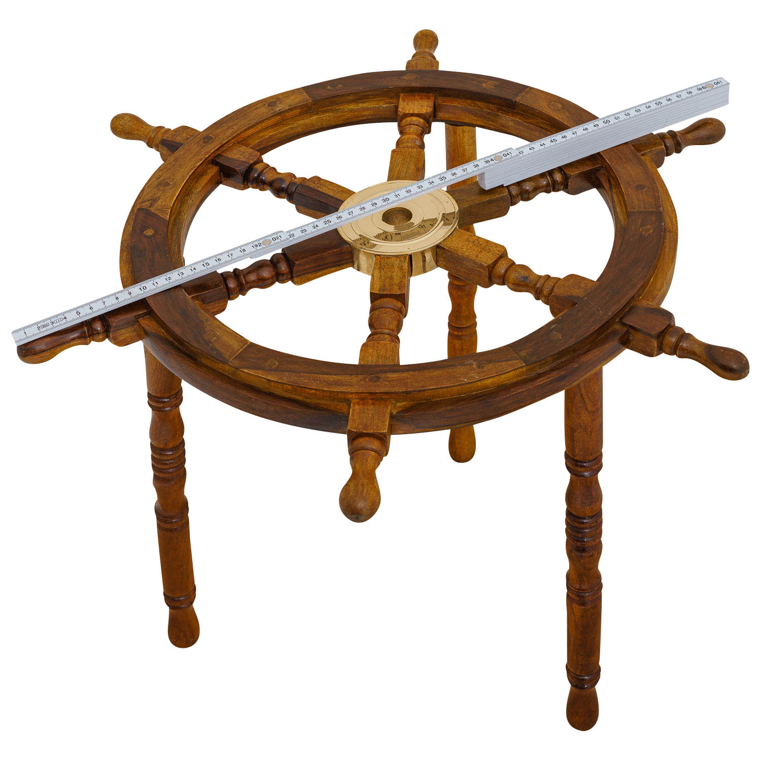 Beistelltisch Tisch Steuerrad Schiffsteuerrad Schiff Nautik Holz Messing 62cm