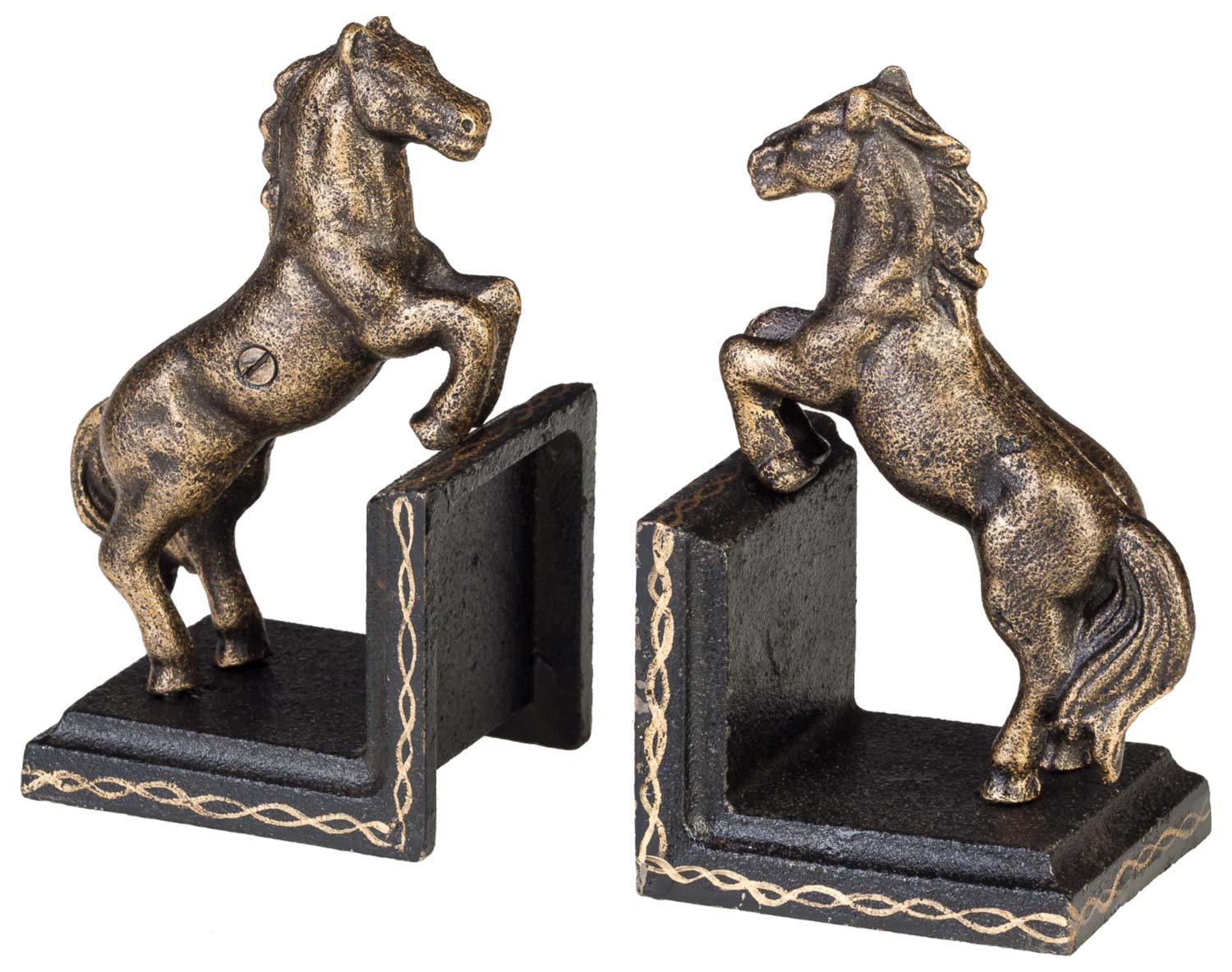 XL-51-02 2 Buchstützen Buchständer Pferd Figur Eisen 16cm Antik-Stil