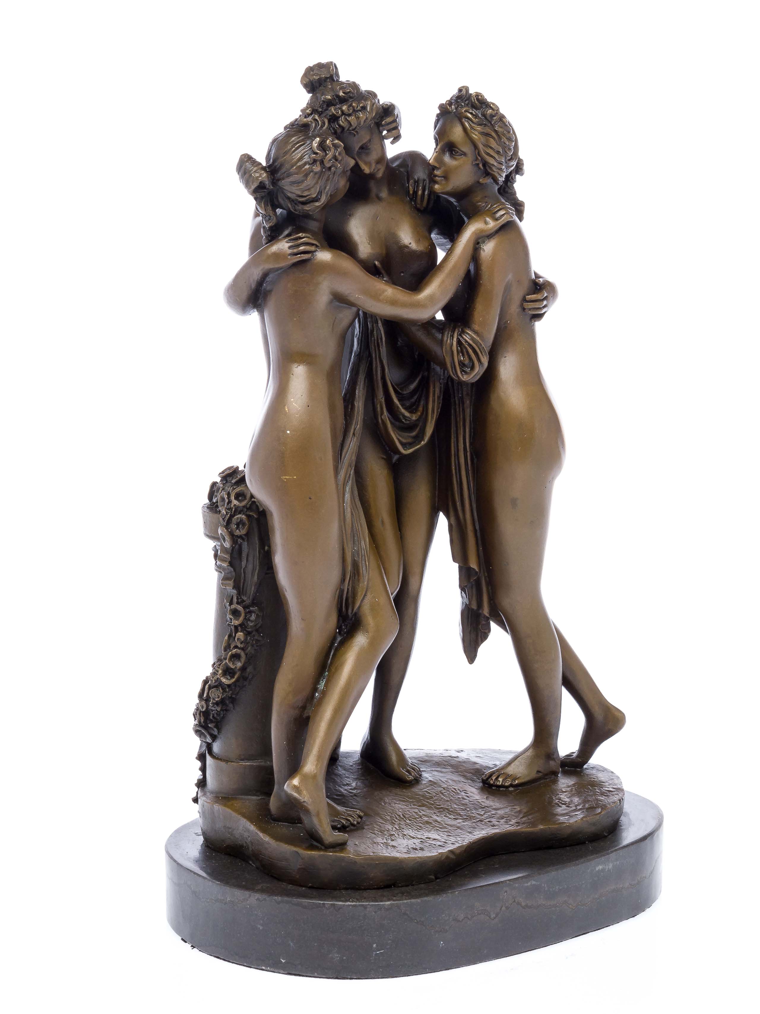 Bronzeskulptur drei Grazien nach Canova erotische Kunst 32cm Bronze sculpture