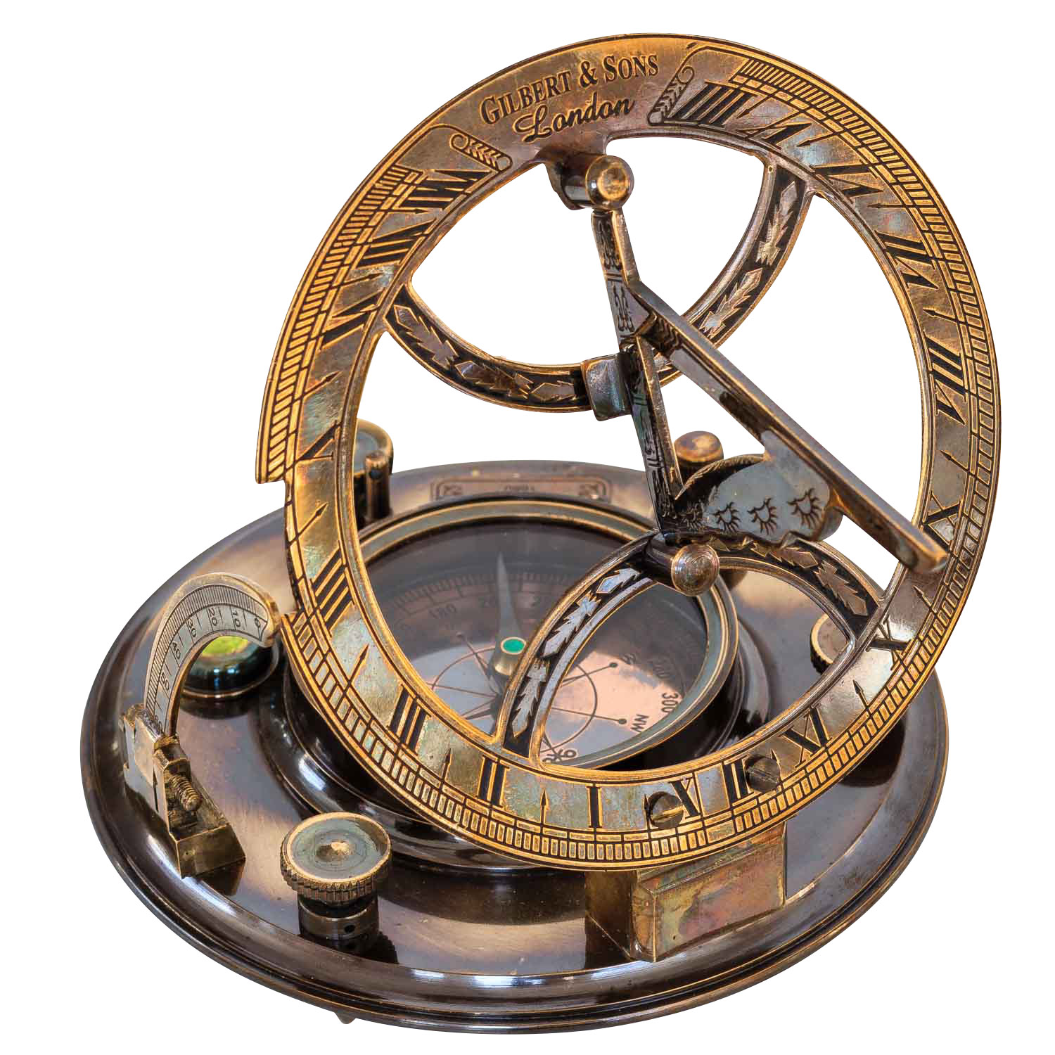 244-052-3 Kompass Maritim Schiff Dekoration Navigation Messing Glas Antik-Stil Replik 13cm