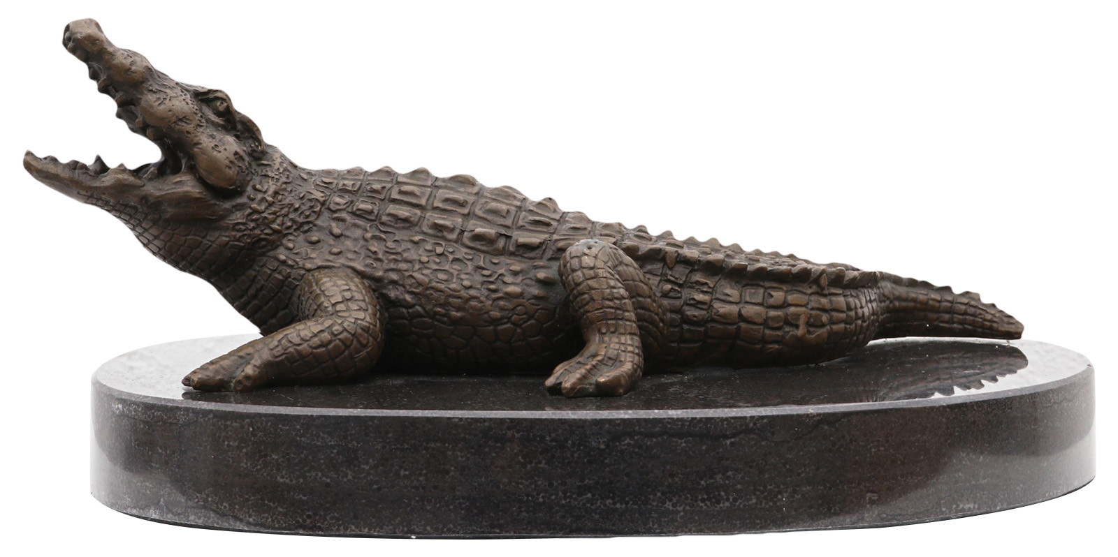 Bronzeskulptur Figur Krokodil Statue Alligator Reptil Antik-Stil 28cm