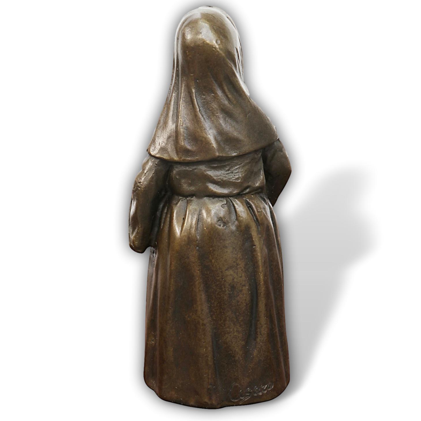 IMG_87309 Skulptur Tischglocke Nonne Antik-Stil Bronzeskulptur Glocke Bronze Figur