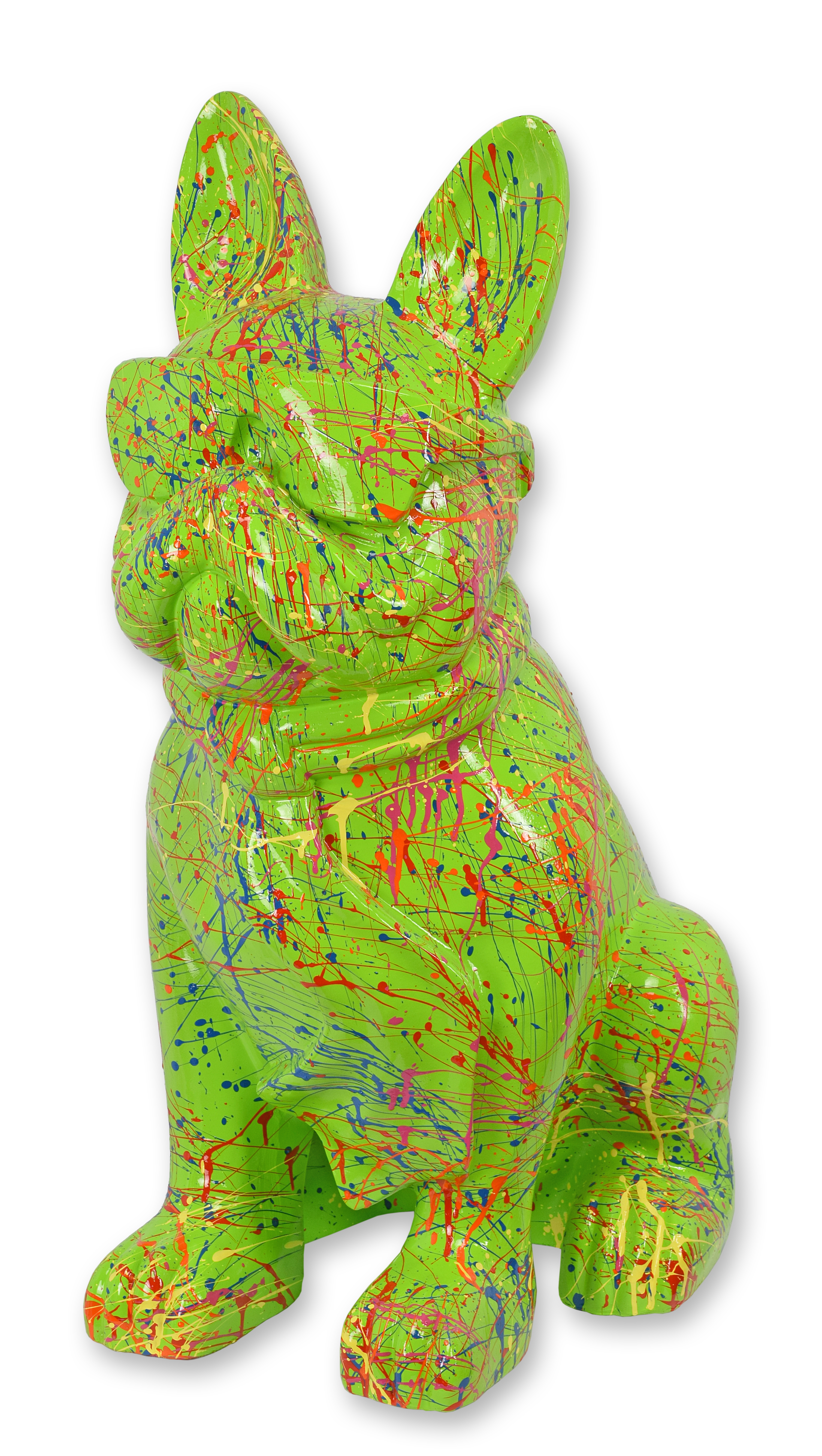 A resin bulldog with sunglasses and tie - green splash replica retro design decoration