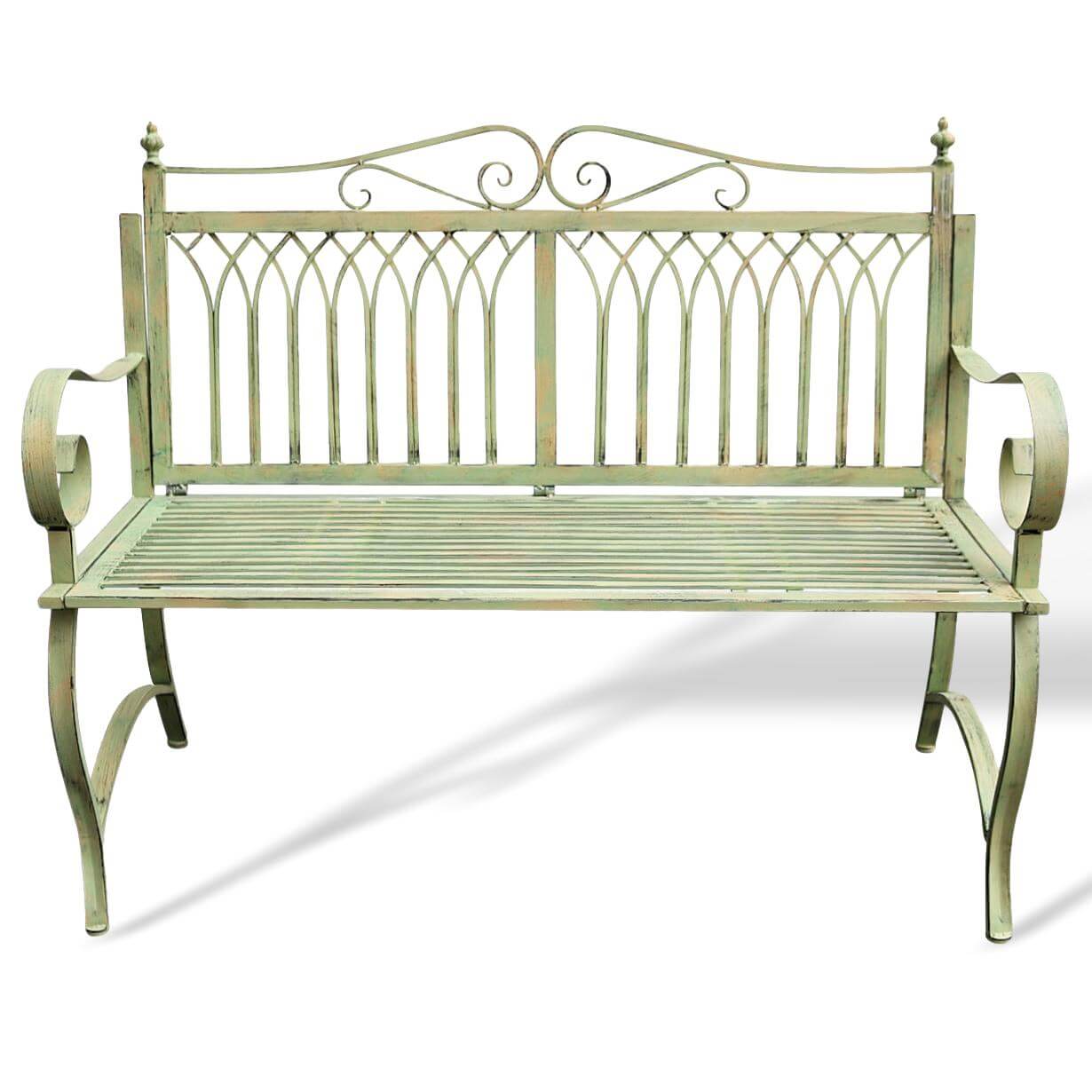 Gartenbank Bank Antik-Stil Garten Metall Eisen grün Gartenmöbel Parkbank 119cm
