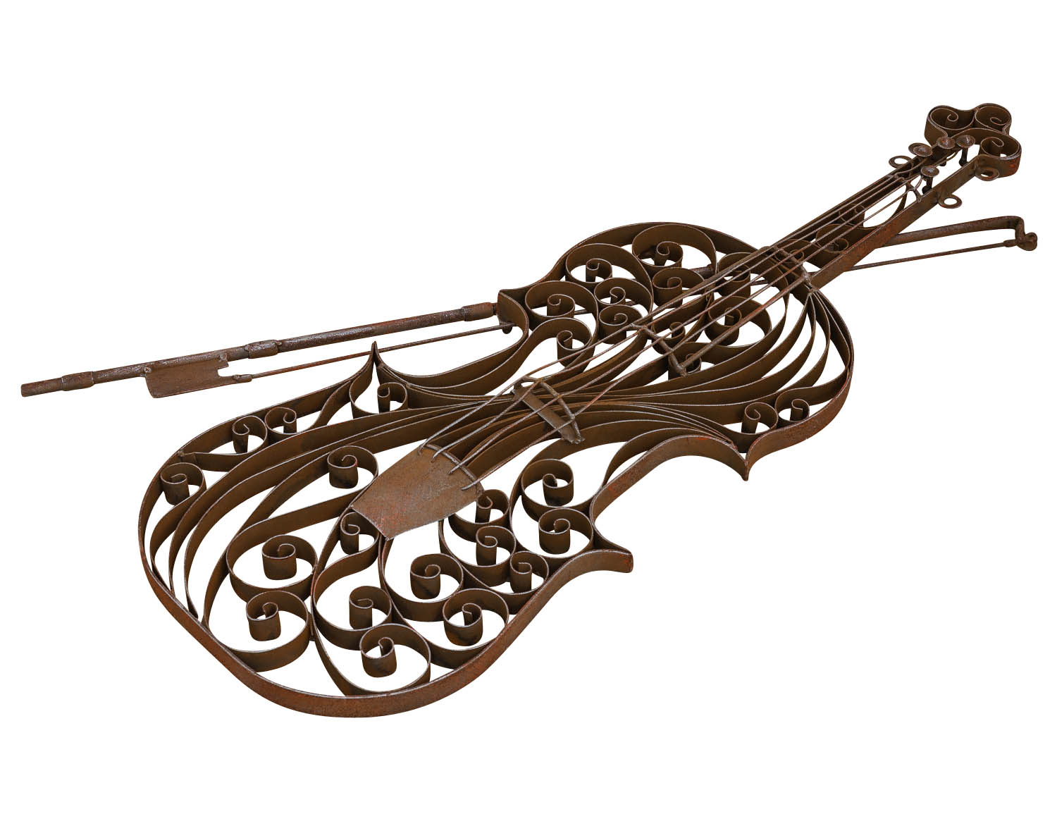 TZ-37-3 Geige Violine Dekoration Instrument Wanddekoration Metall Modell Garten 83cm