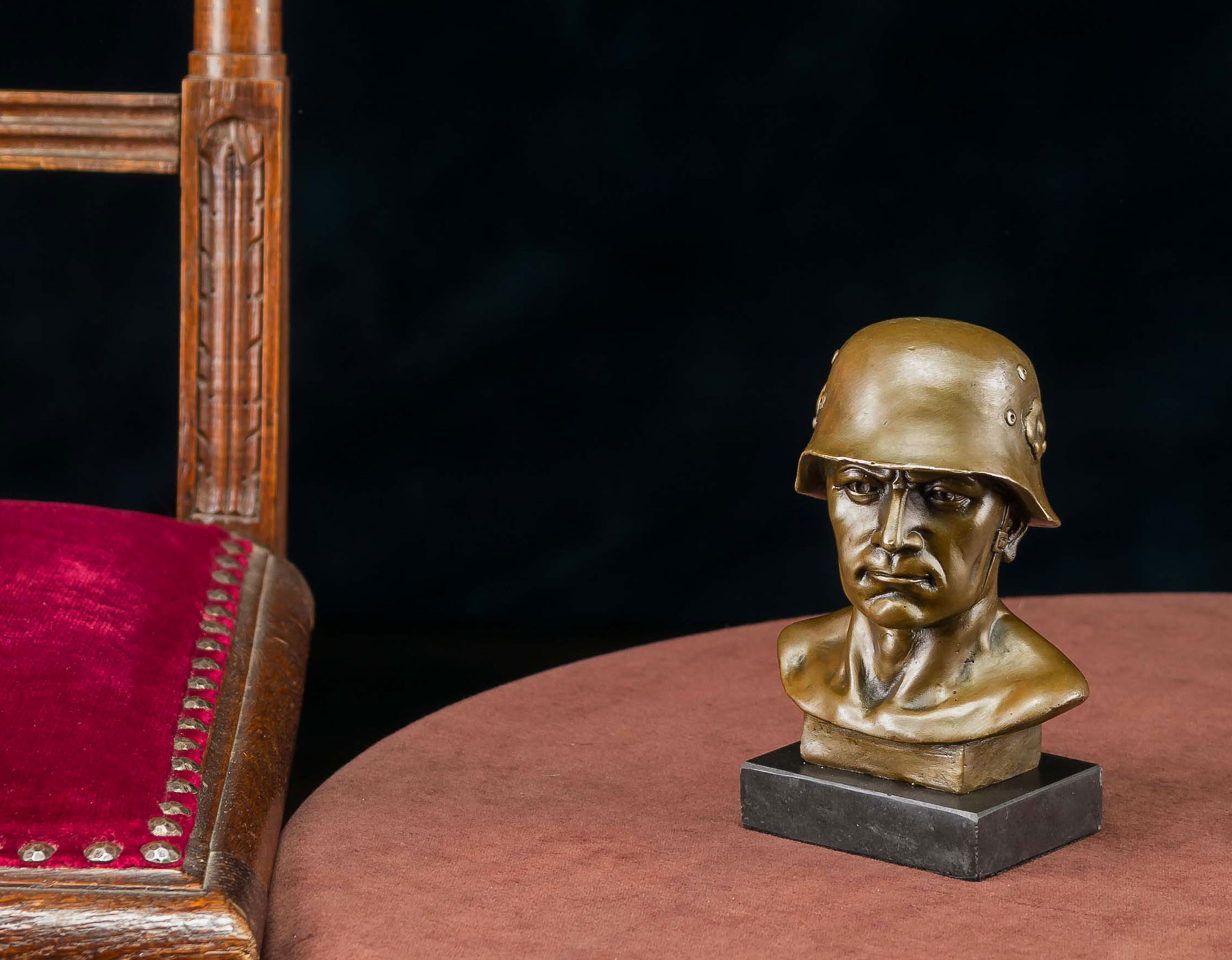 Bronzeskulptur Büste Soldat Militär Bronze Skulptur 16cm soldier sculpture