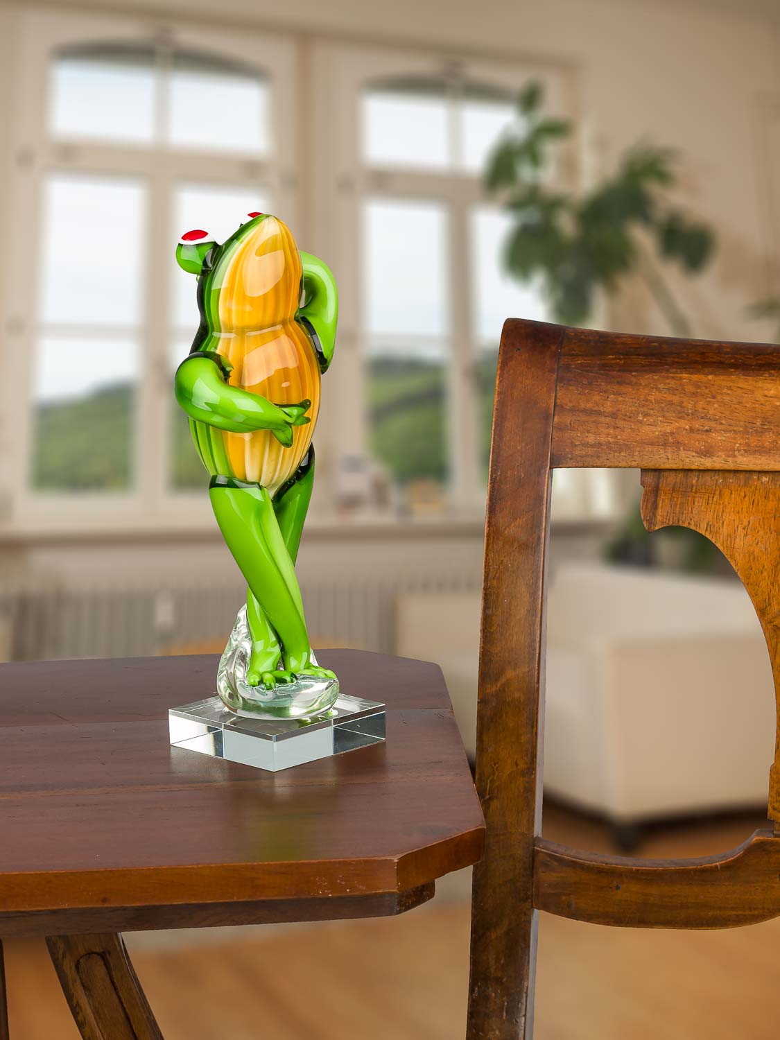 GL944-05 Glasfigur Frosch Glas Figur im Murano Antik-Stil Skulptur 30cm