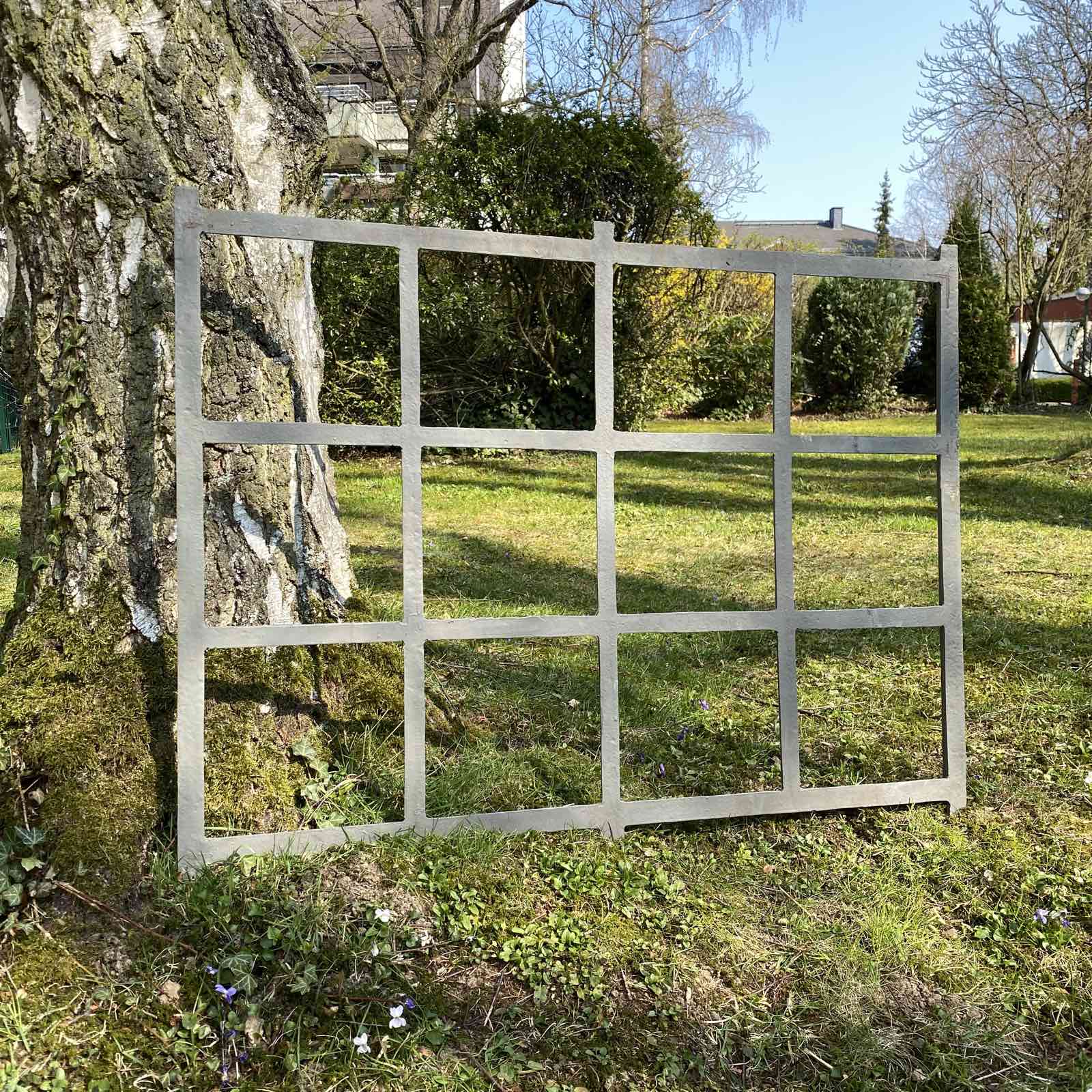 aubaho-F30-G-13 Fenster Grau Stallfenster Eisenfenster Scheunenfenster Eisen Antik-Stil 95cm