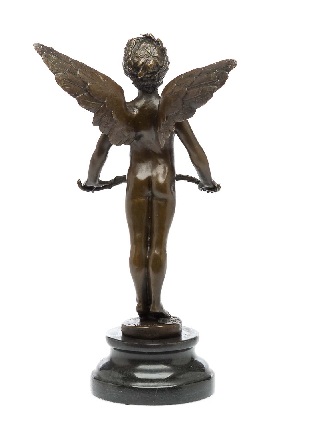 2016-02-012_Auktionshaus_040 Bronzeskulptur Bronzestatue Engel Amor Bronze Figur Steinplinthe Antik-Stil