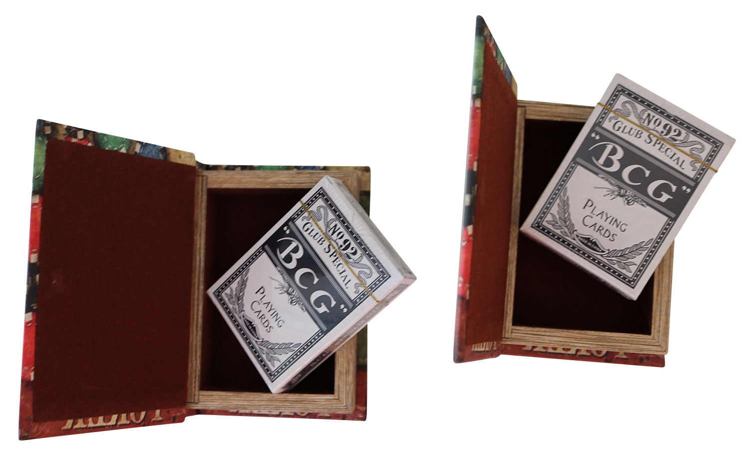 BO-170 2 Poker Karten Pokerkarten Kartenspiel Box Hülle Buchattrappe Antik-Stil Joker