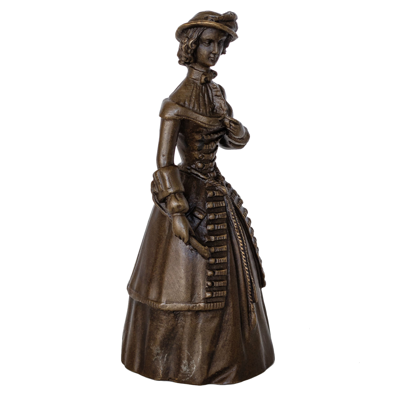 KF-38-2 Bronzeskulptur Tischglocke Glocke Frau im Antik-Stil Bronze Figur Statuen 14cm