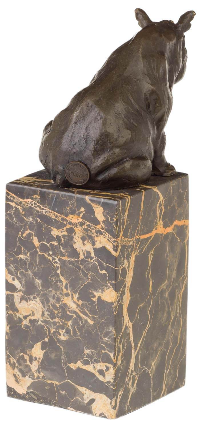 Bronzeskulptur Nashorn Rhinozeros Bronze Statue Bronzefigur im Antik-Stil - 23cm
