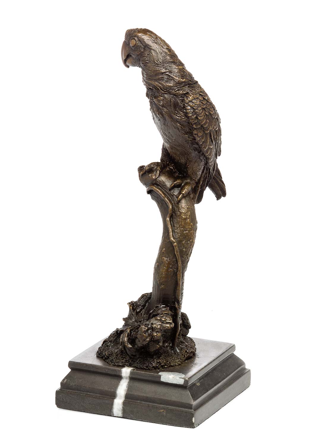 Bronzeskulptur Papagei auf Ast 34cm Skulptur Ara Vogel Bronze Figur Antik-Stil