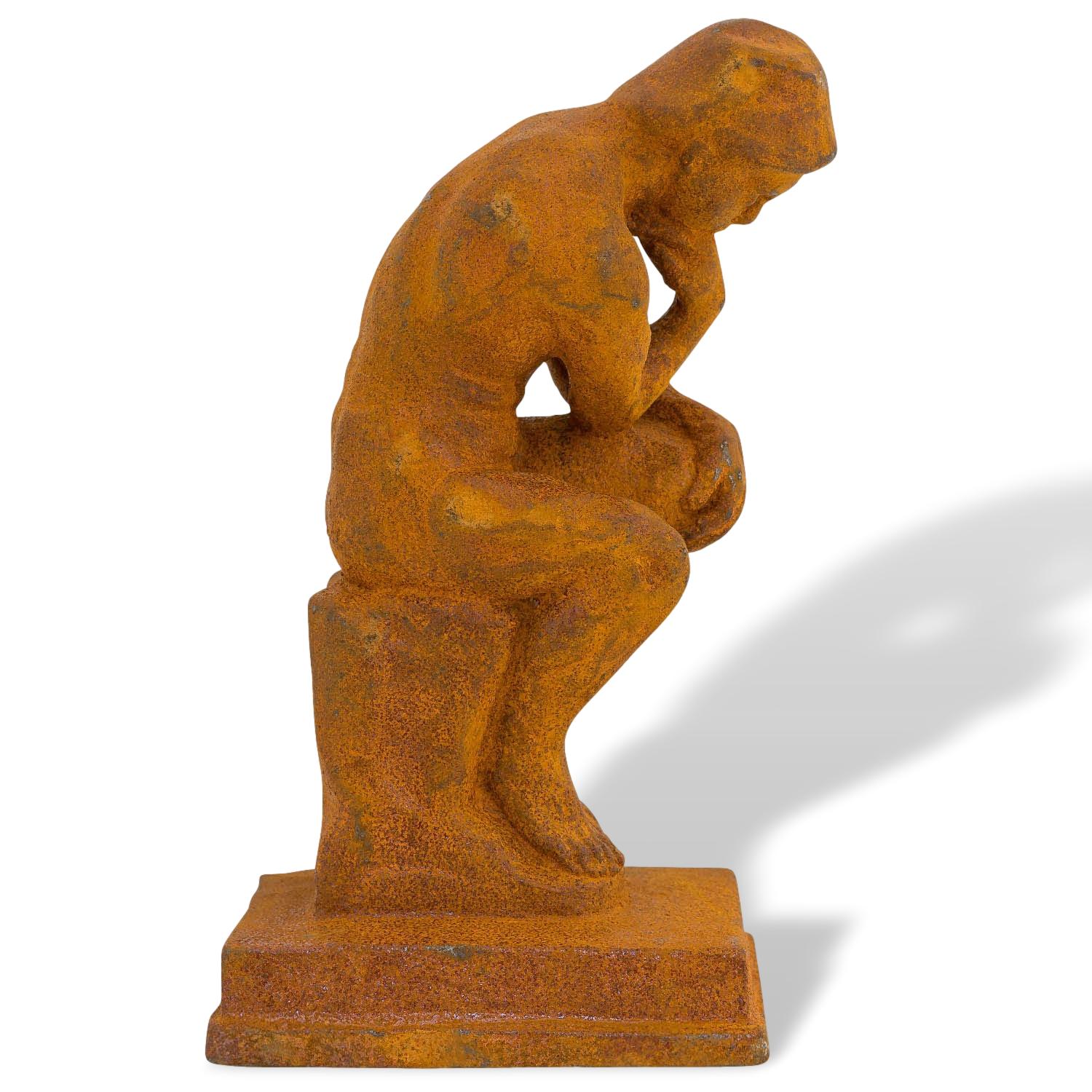 Aubaho-den1-50 Skulptur Denker nach Rodin Eisen Figur Statue Garten Antik-Stil Replika Kopie