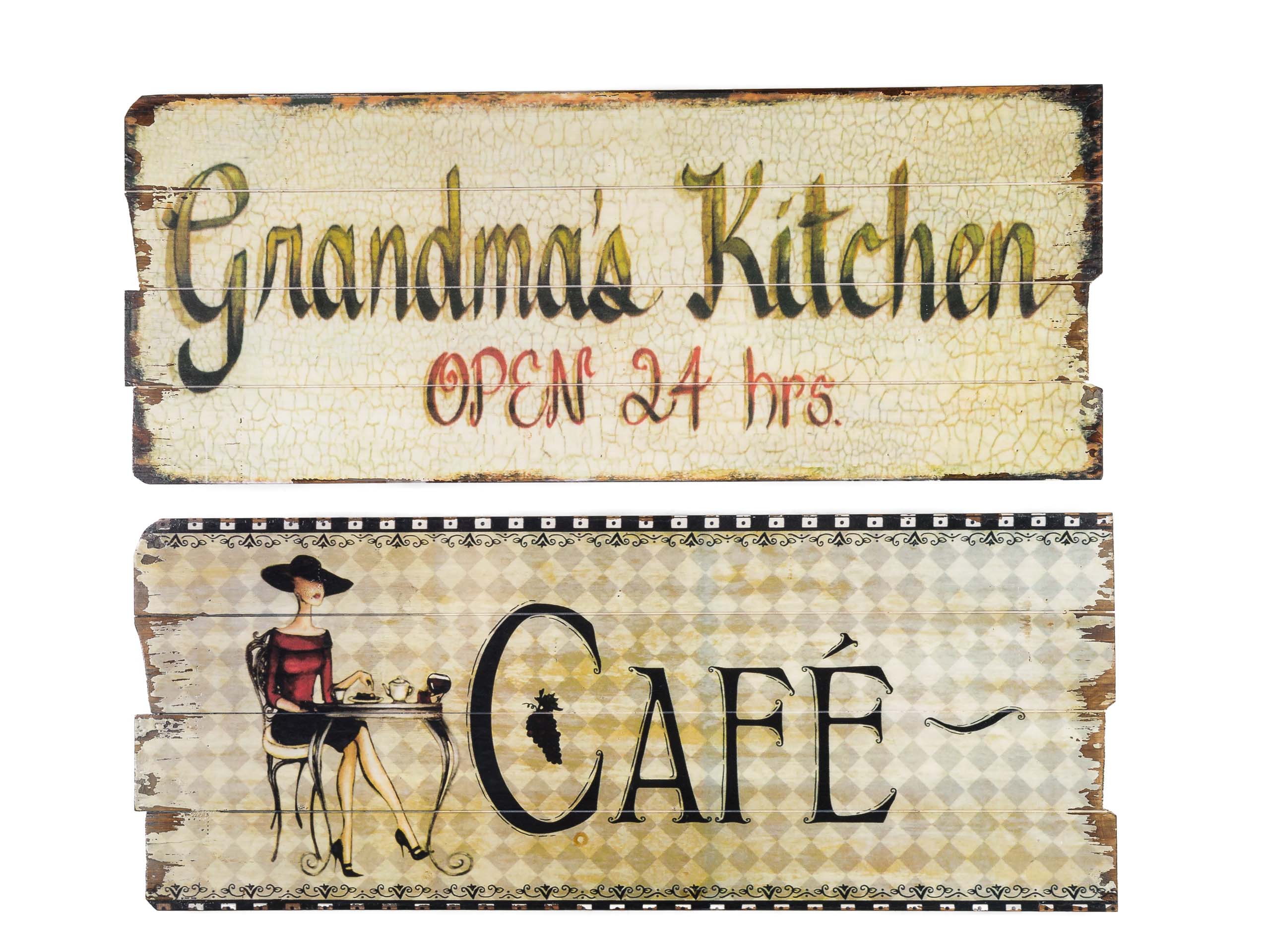 SK-37-2 2x Bild Wandtafel Tafel Cafe Holzbild Wandbild Grandma`s Kitchen Küche Bistro