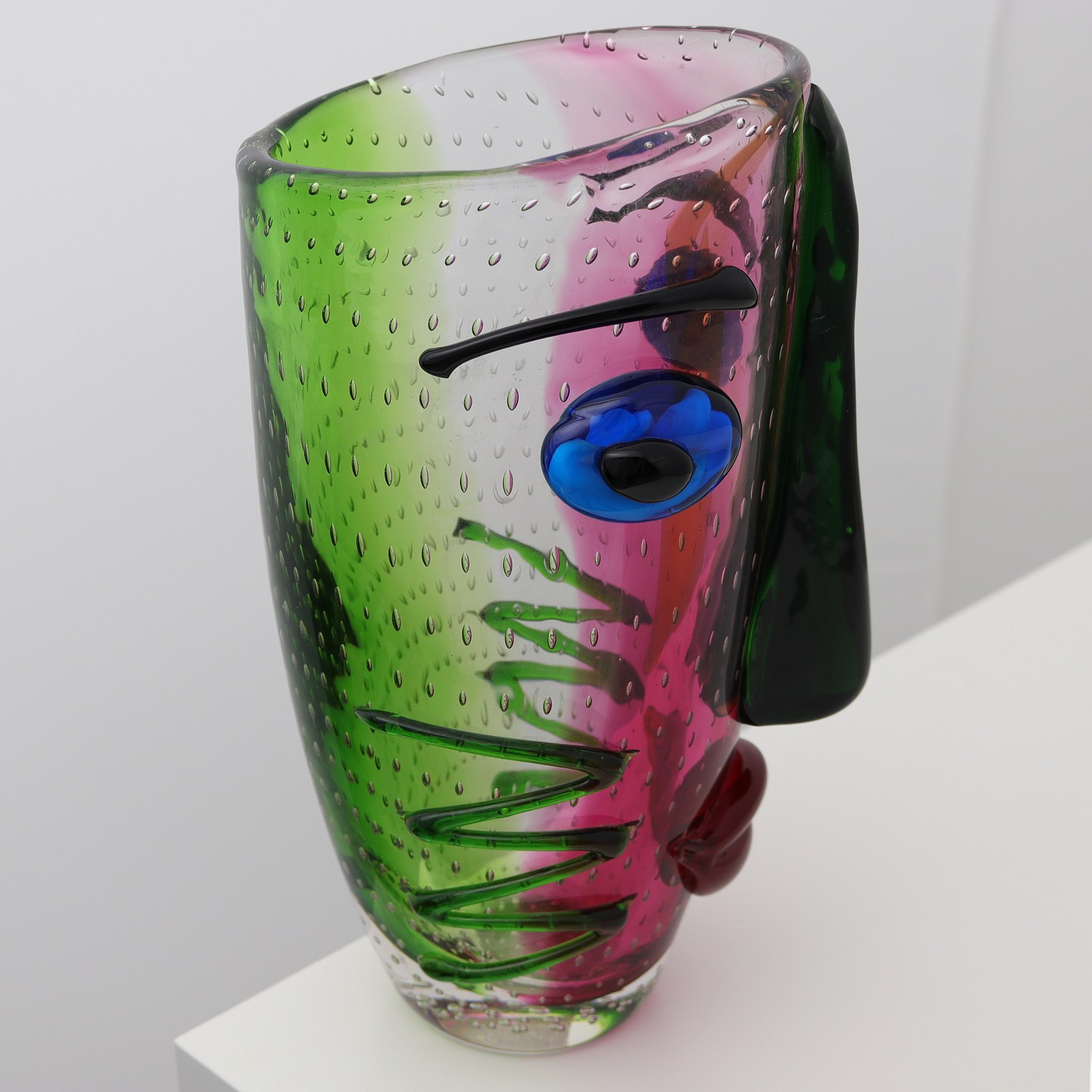 Glasvase Vase Gesicht Glas im Murano Antik Stil 30cm