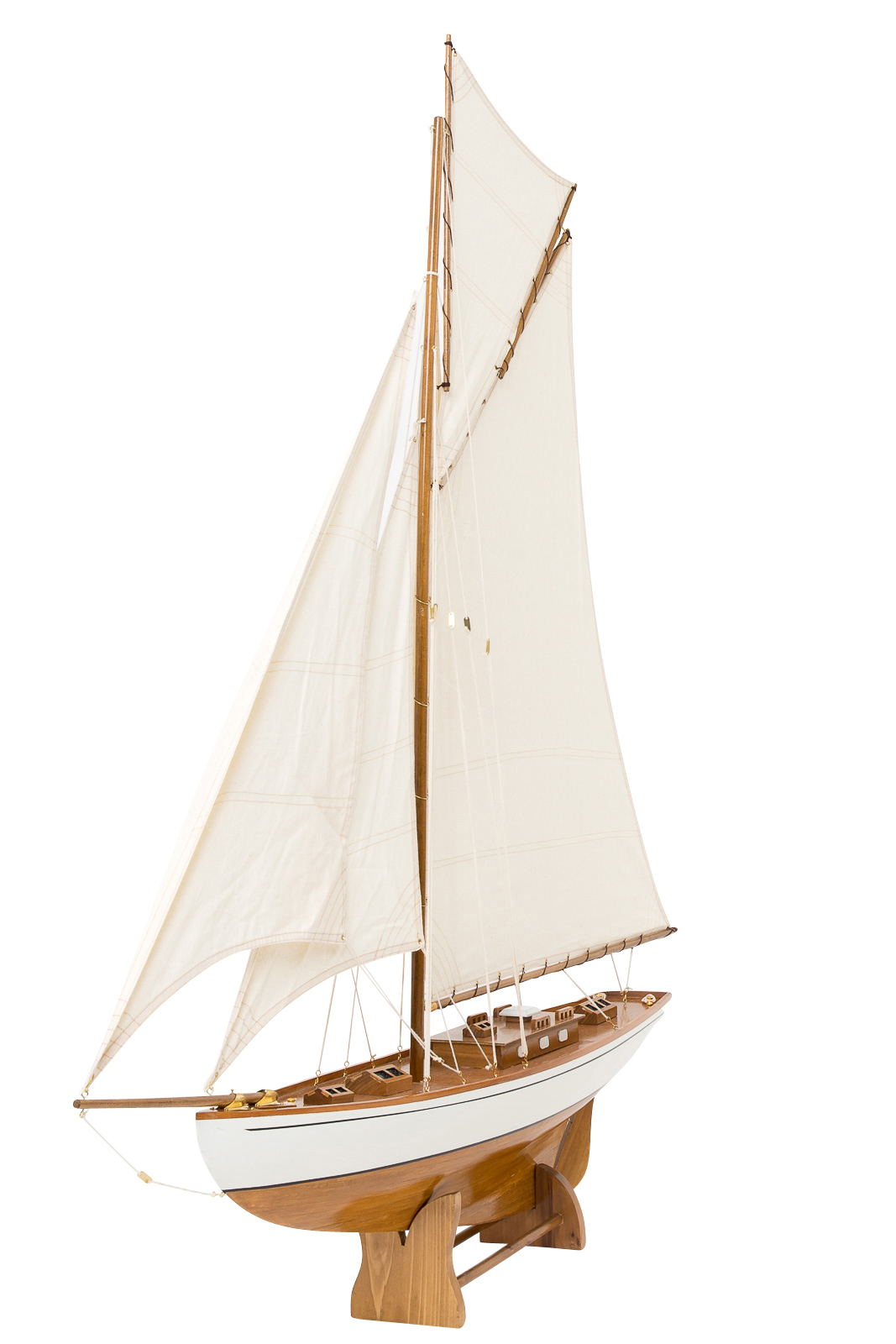 aubaho-150205-s1-03578c94e1cd995 Modellschiff Segelyacht Yacht Holz Schiff Boot Segelschiff Schiffsmodell H:135cm
