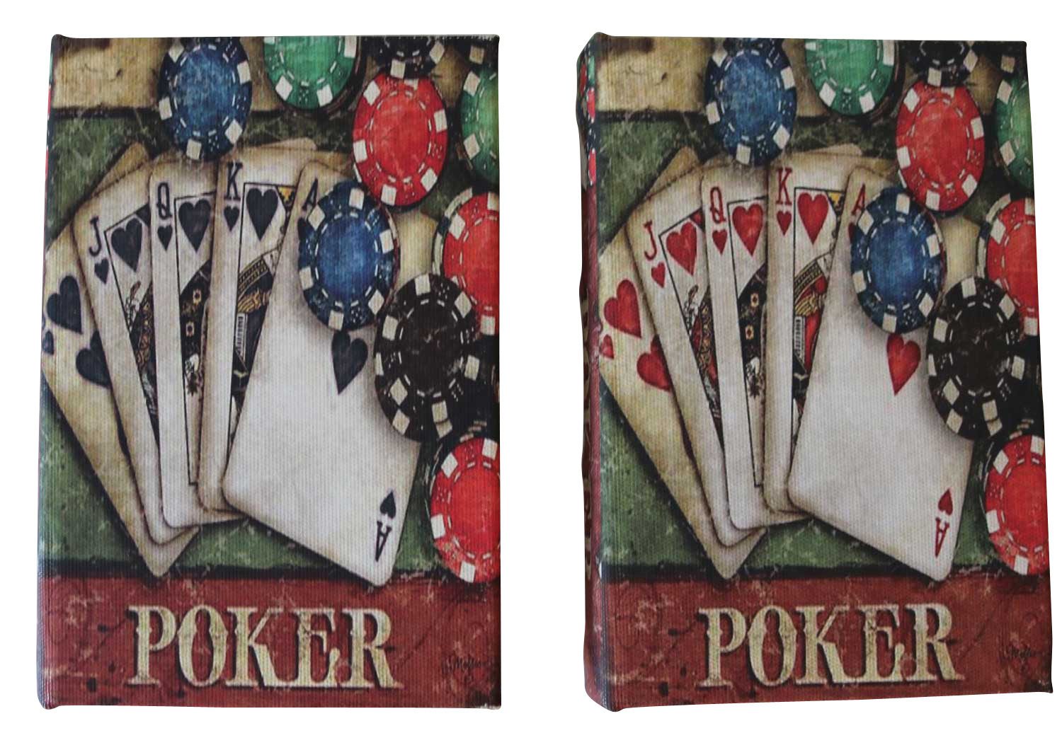 2 Poker Karten Pokerkarten Kartenspiel Box Hülle Buchattrappe Antik-Stil Joker