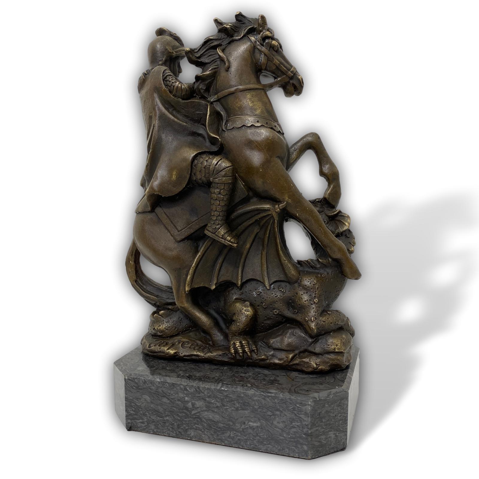 Skulptur Bronze Figur St.Georg der Drachentöter Mythologie Antik-Stil
