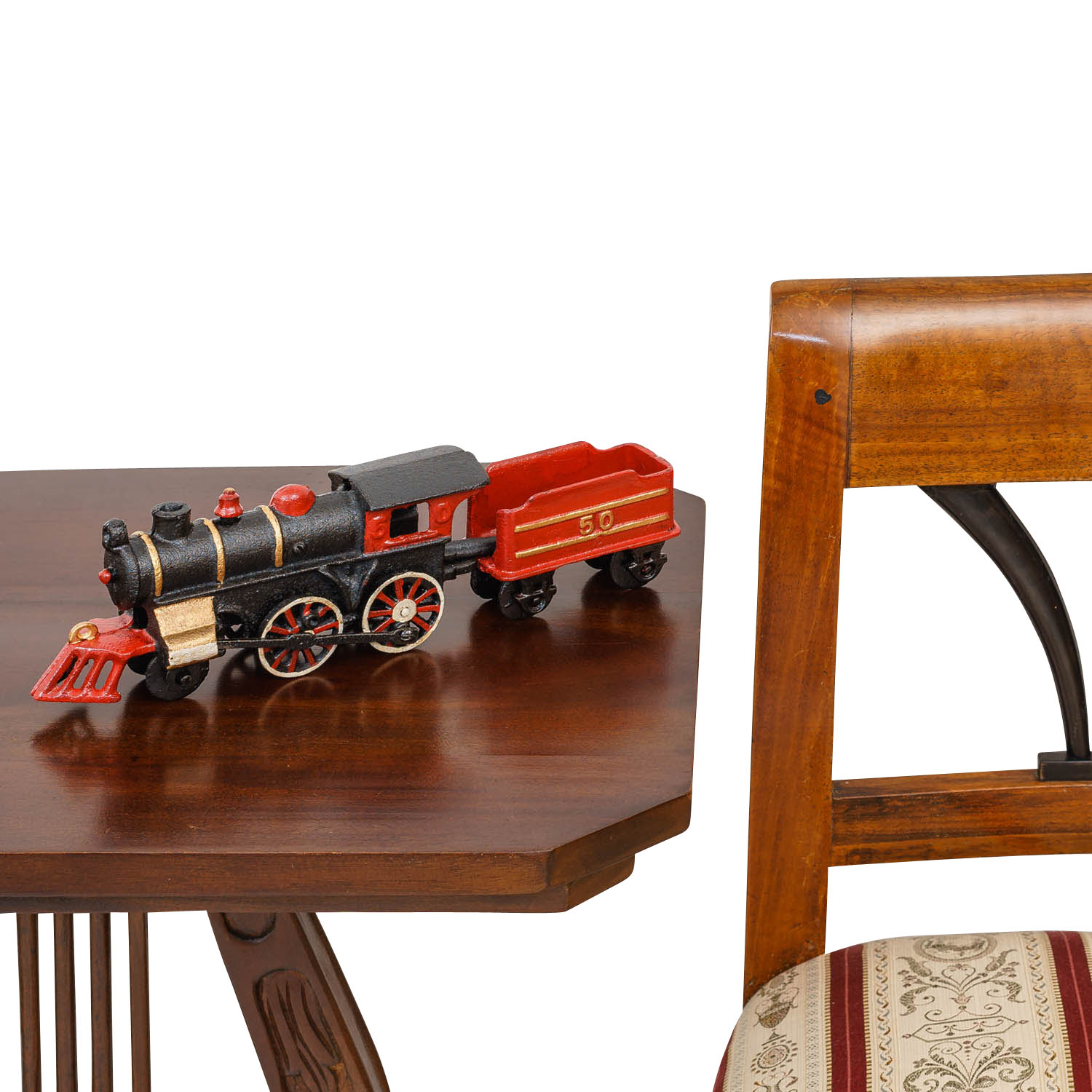 GU097-1 Modellbahn Eisenbahn Lok Anhänger Zug Gusseisen Antik Stil 29cm