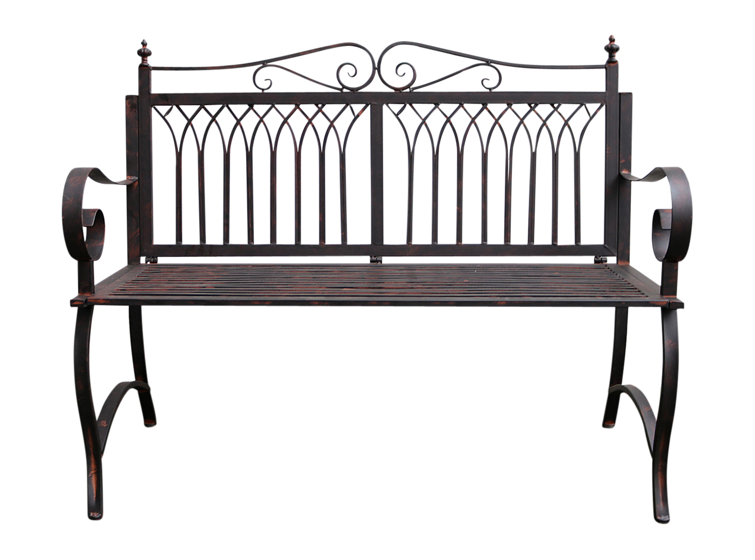 Gartenbank Bank Antik-Stil Garten Metall Eisen braun Gartenmöbel Parkbank 119cm