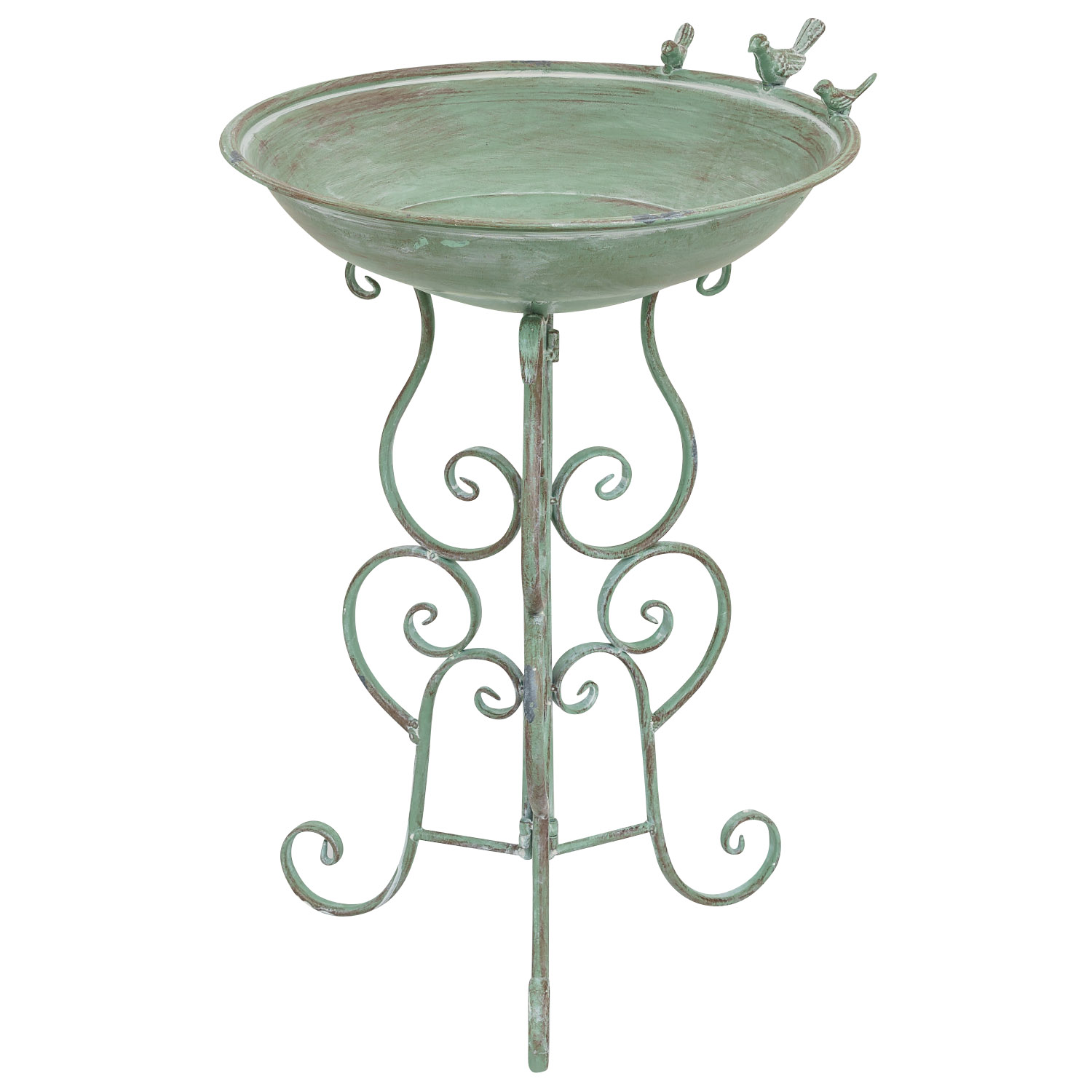 TZ-94-6 Vogeltränke Vogelbad Vogelbecken Garten Vogel Tränke Metall Antik-Stil grün 76cm