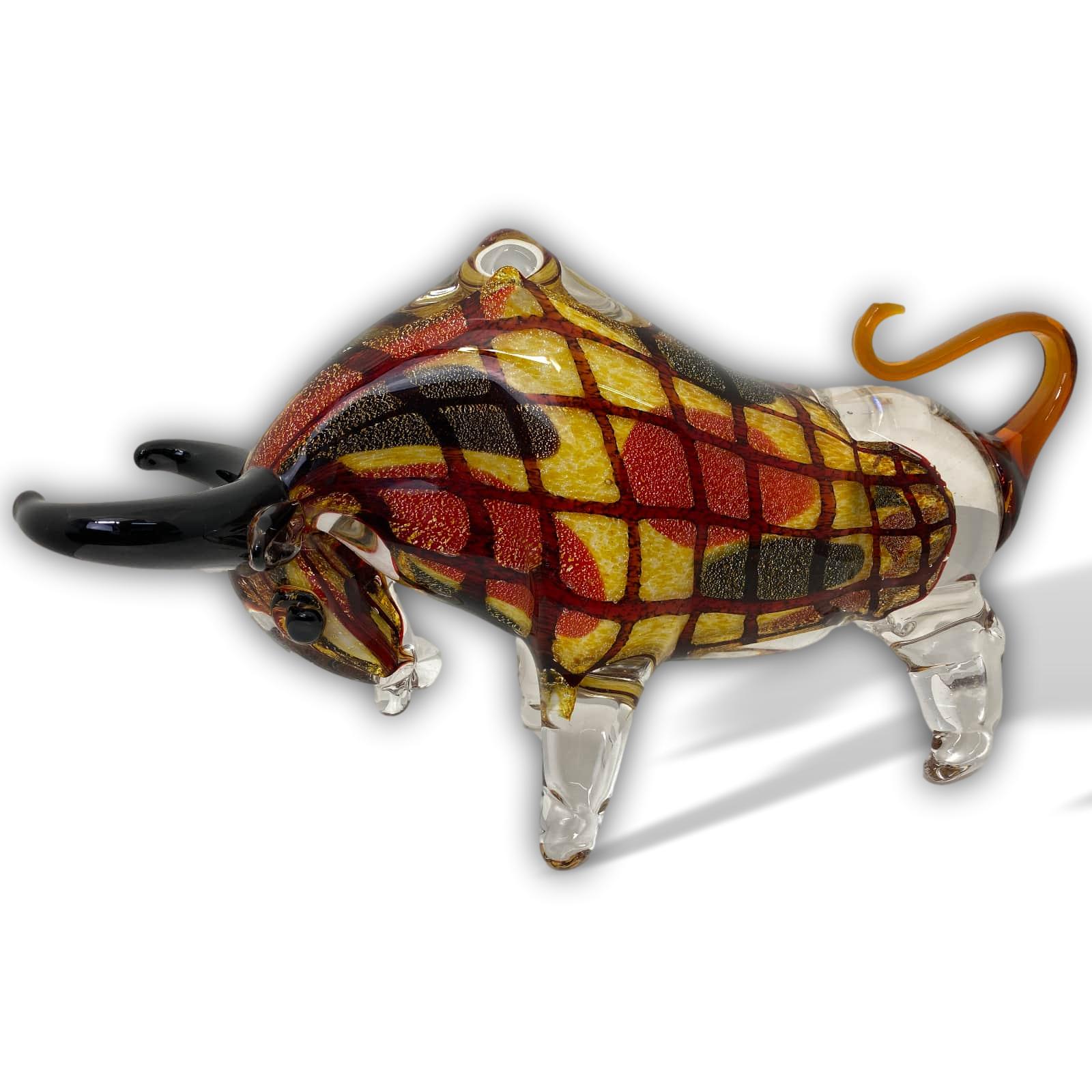 GL206-1 Glasfigur Figur Skulptur Stier Bulle Glas Glasskulptur Murano Antik-Stil - 40cm