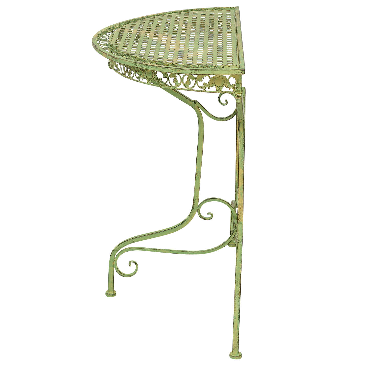 SA170200AG-3 Balkontisch Gartentisch Eisen Tisch Garten grün Antik-Stil halbrund Konsole