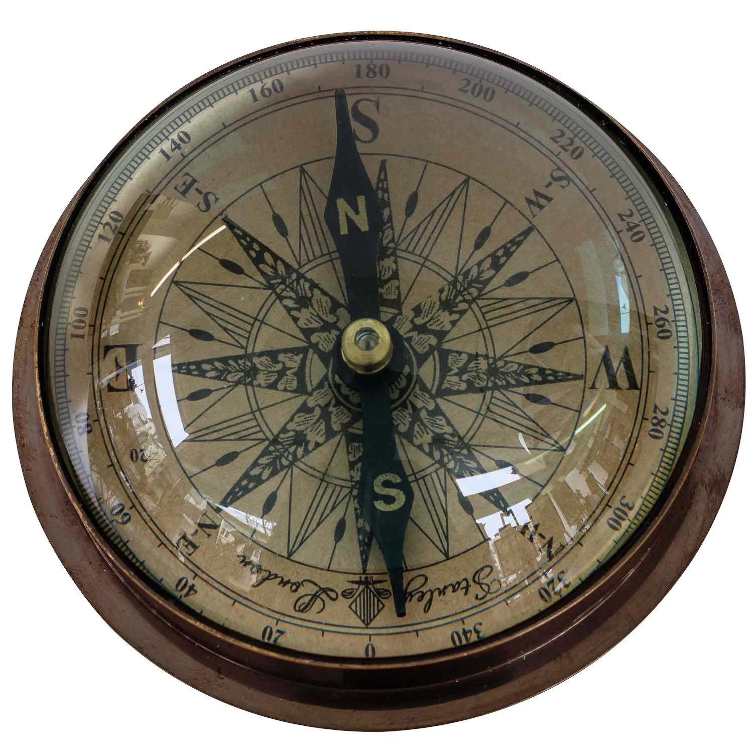 Kompass Maritim Schiff Dekoration Navigation Messing Glas Antik-Stil - 12cm