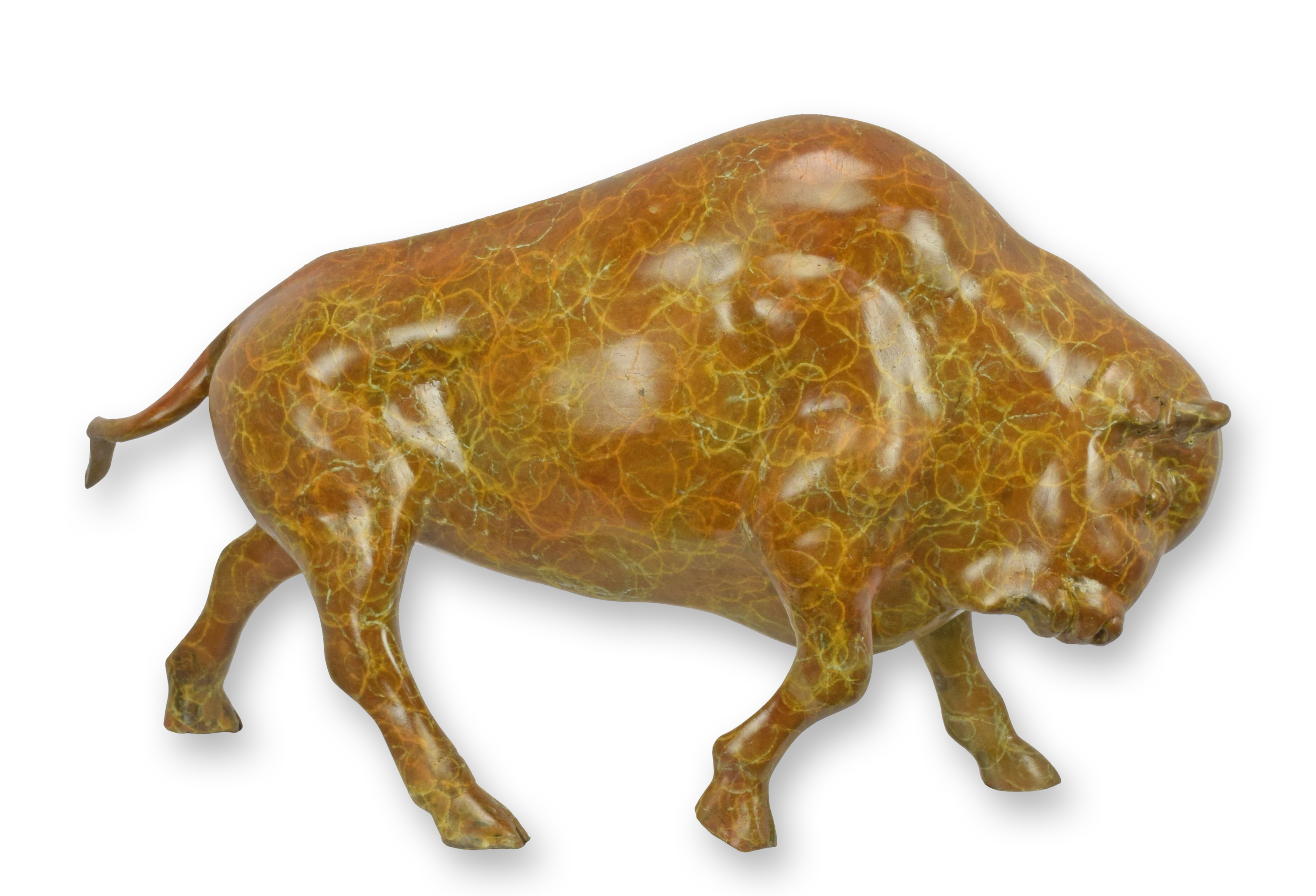 A bronze sculpture of a bison replica retro design decoration