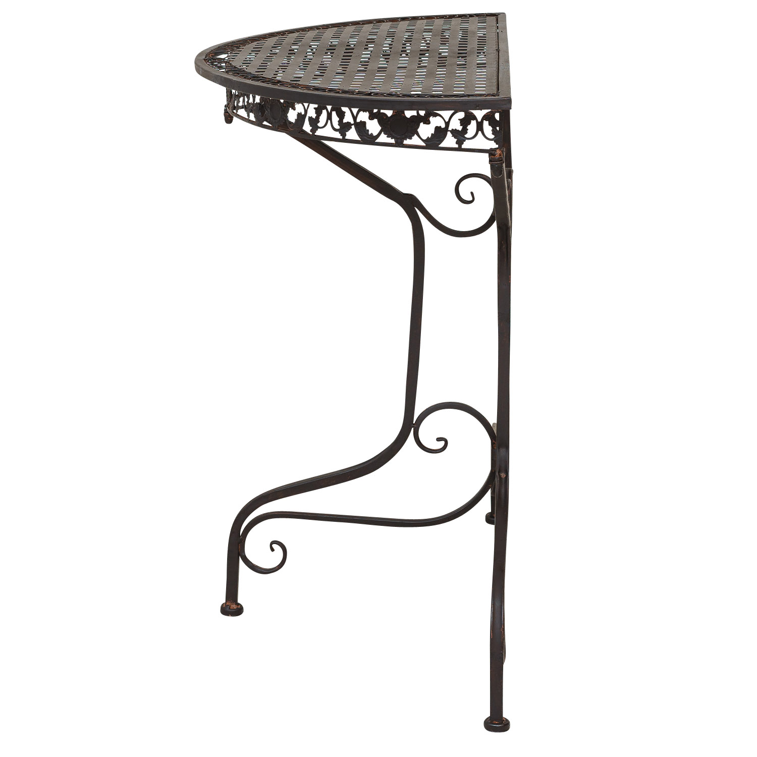 SW170200AB-3 Balkontisch Gartentisch Eisen Tisch Garten braun Antik-Stil halbrund Konsole
