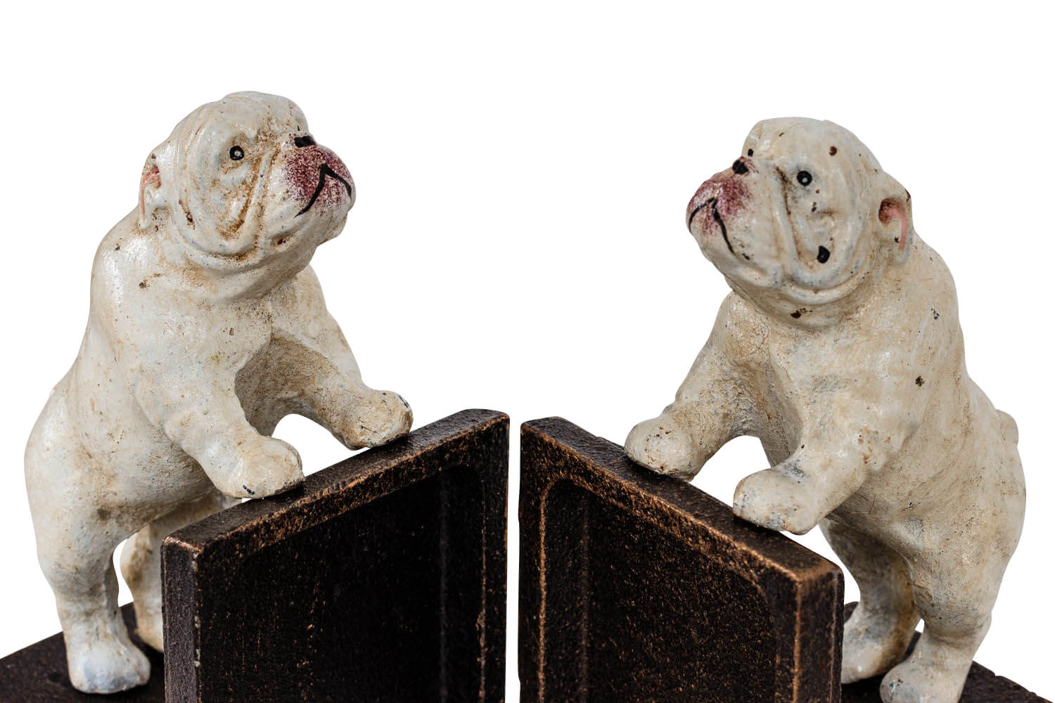 2 Buchstützen Buchständer Bulldogge Hund Figur Eisen 15cm