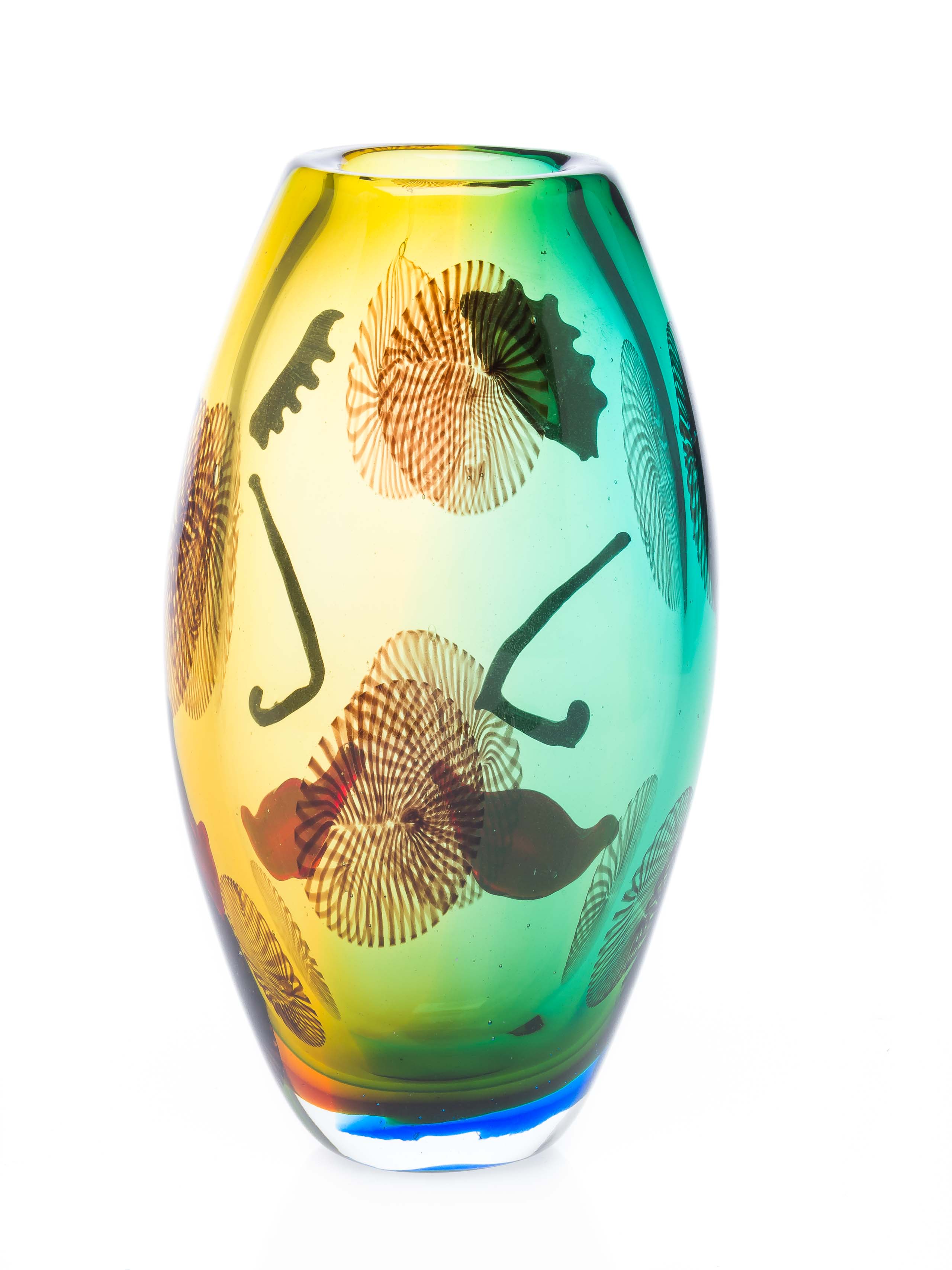 GL531-6 Glasvase Tischvase Gesicht moderne Kunst im Murano Stil Vase Blumenvase Glas