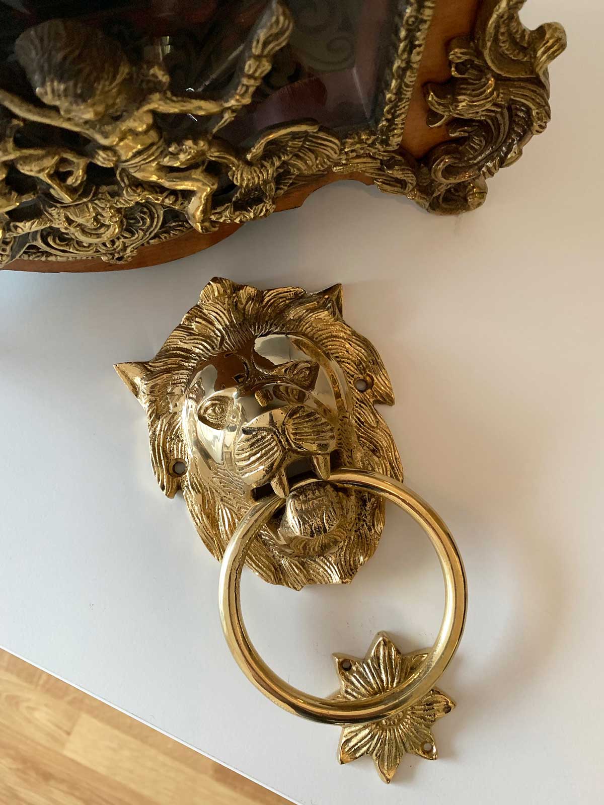 Historischer Türklopfer Löwe Türbeschlag Tür Eisen im Antik-Stil 22cm