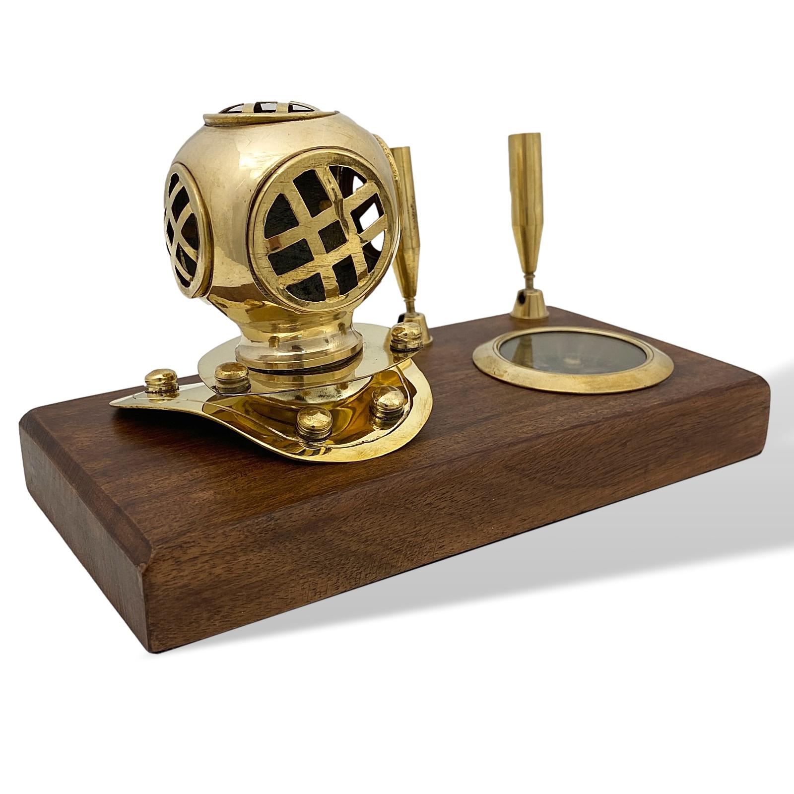 AUB020-61 Stiftehalter Schreibtisch Kompass Taucherhelm Schiff Maritim Nautik Antik-Stil