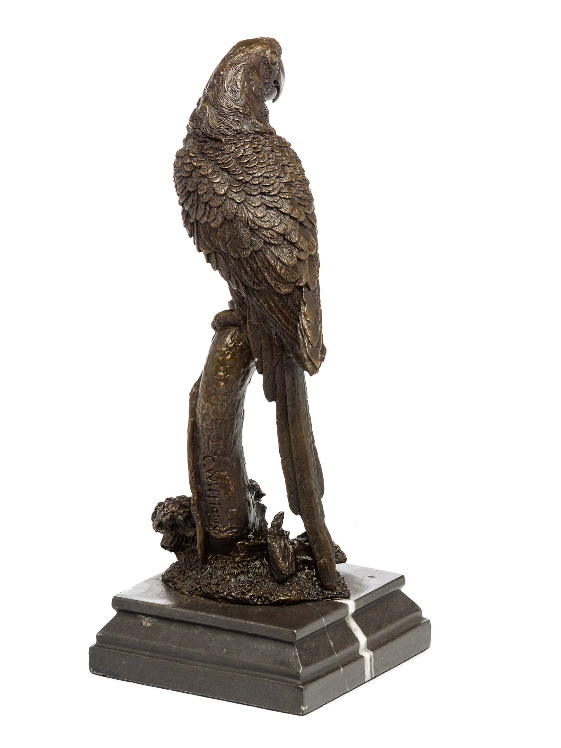 Bronzeskulptur Papagei auf Ast 34cm Skulptur Ara Vogel Bronze Figur Antik-Stil