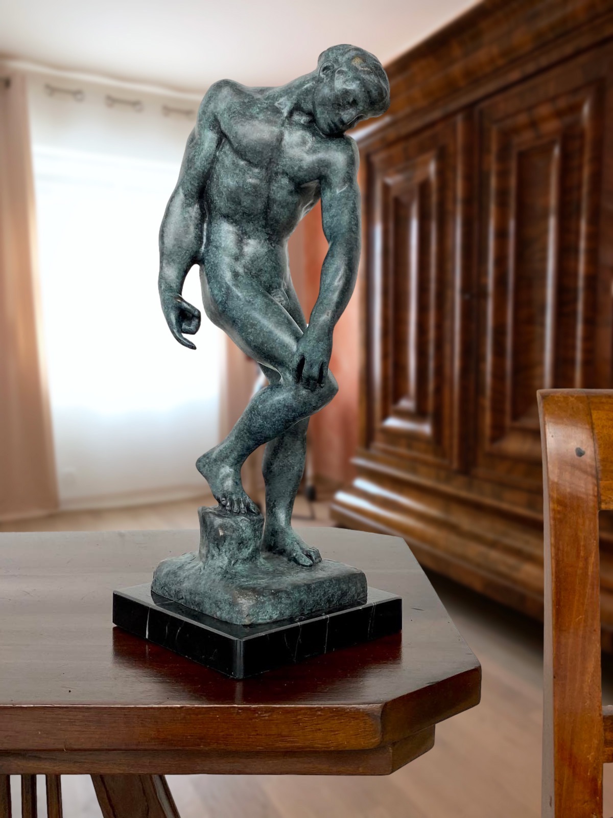 BX-8-4a Bronzeskulptur nach Rodin Adam Figur Statue 30cm Antik-Stil Kopie Replik