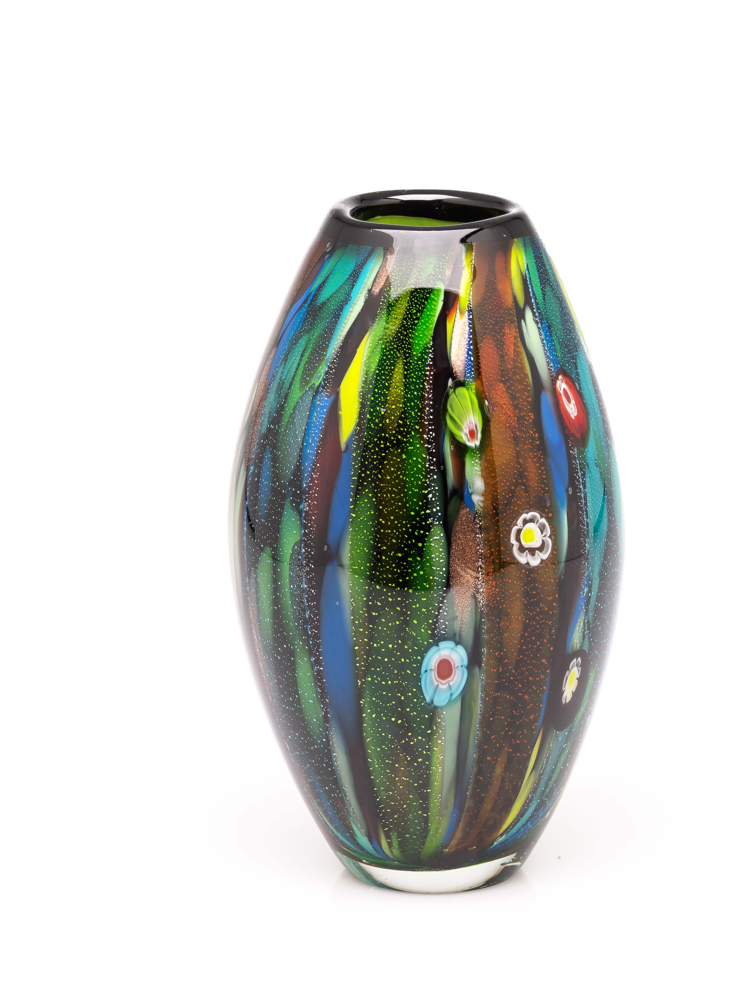 GL460-3 GLASVASE GLAS VASE ITALIEN MURANO ANTIK STIL SCHWERE TISCHVASE GLASS 25CM