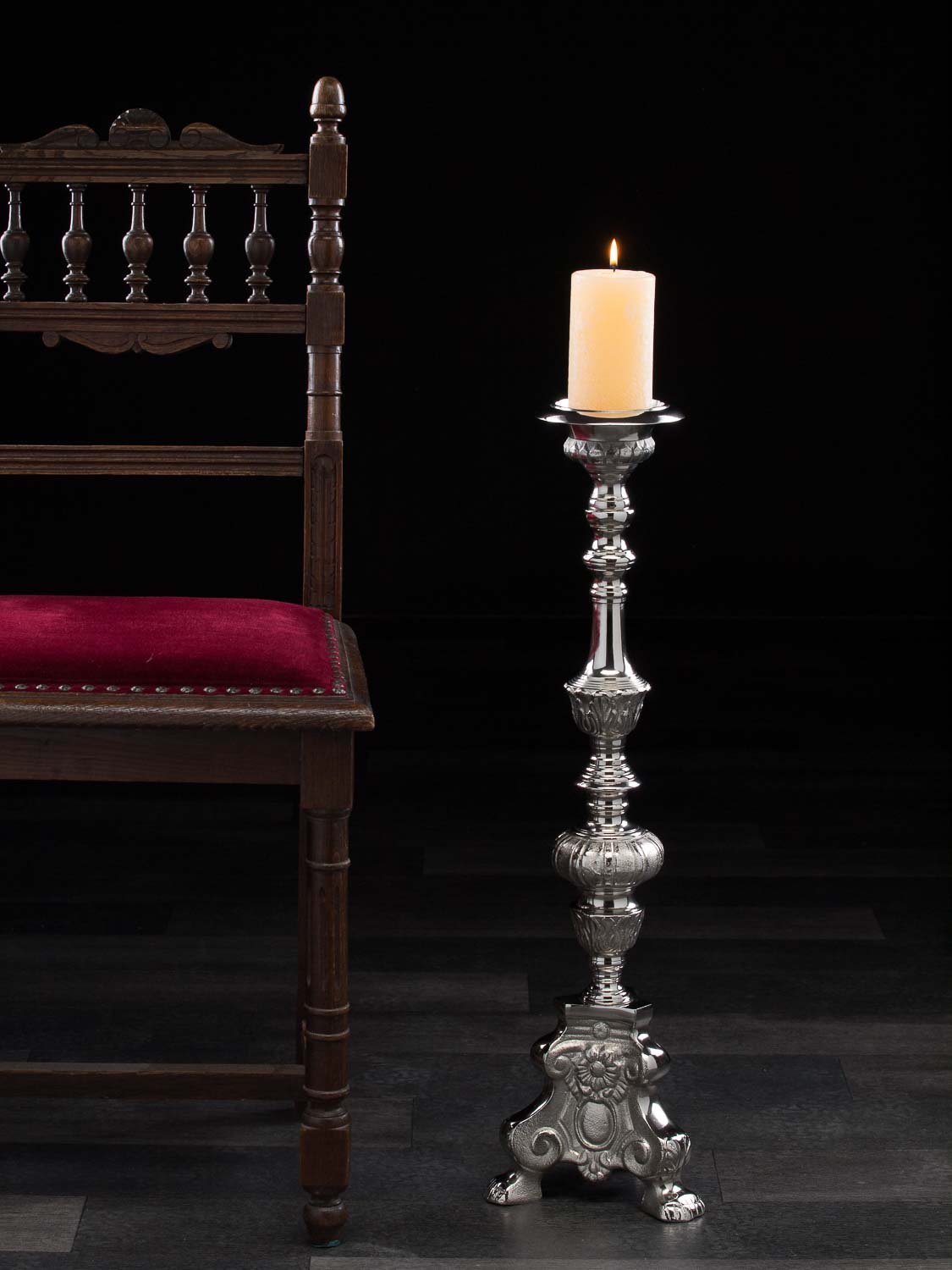 Kerzenleuchter 65cm Altarleuchter Kerzenständer Standleuchter Alu