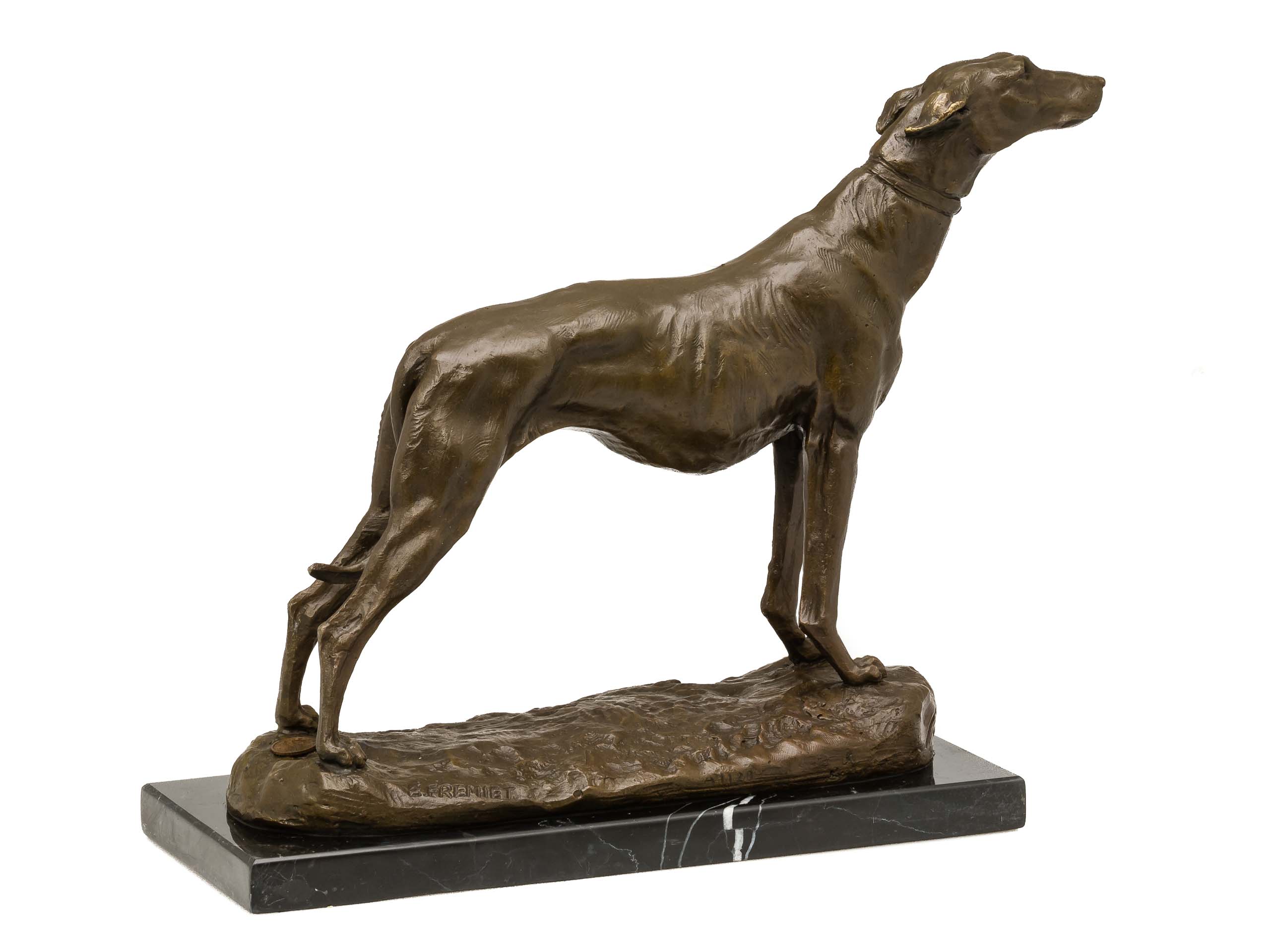 VG-10-3 Bronzeskulptur Hund Windhund Bronze Skulptur Figur Greyhound Whippet Dog