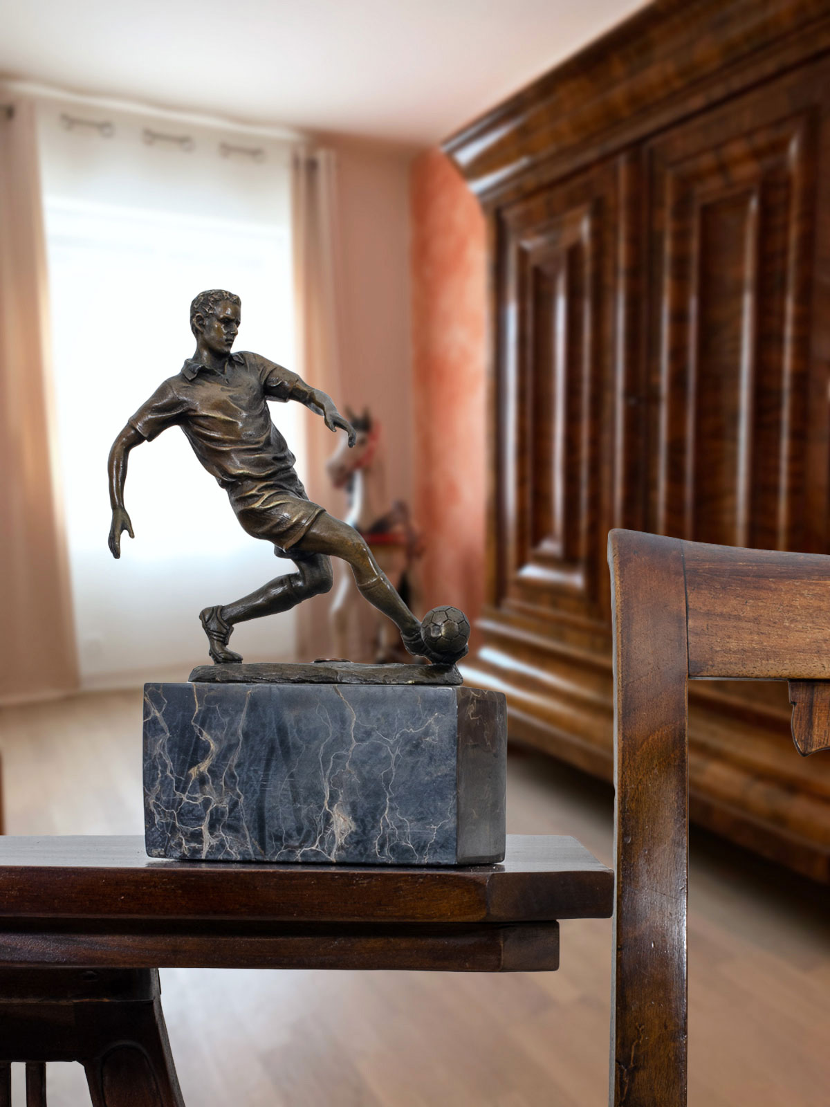 SL-27-8 Bronzeskulptur Fussball Bronze Skulptur Figur Trophäe Pokal Verein Statue