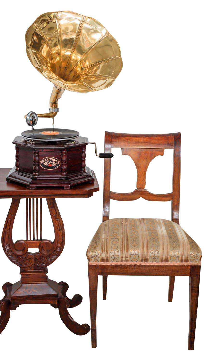 R-01-11x Nostalgie Grammophon Gramophone Dekoration mit Trichter Grammofon Antik-Stil (f)