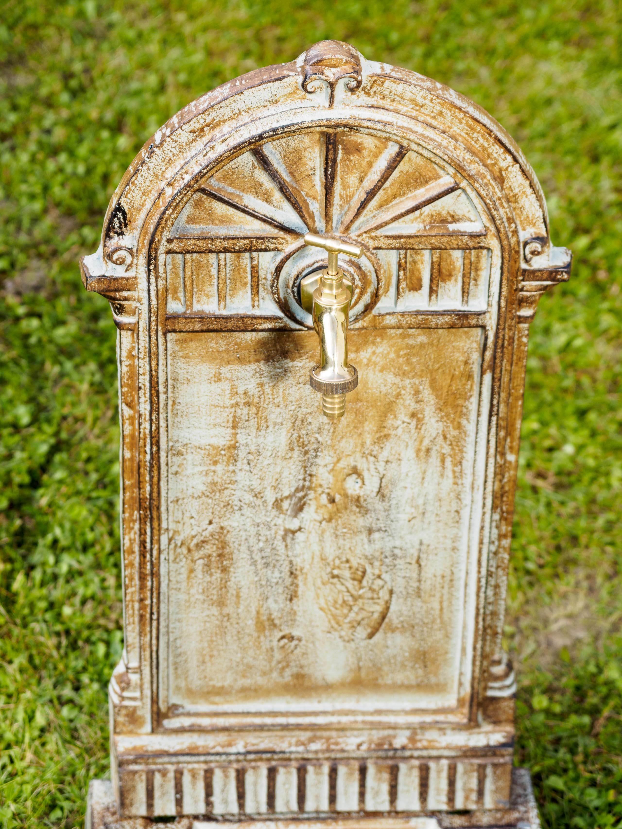 Standbrunnen 64cm Waschbecken 11kg Brunnen Eisen grün Wandbrunnen Antik-Stil