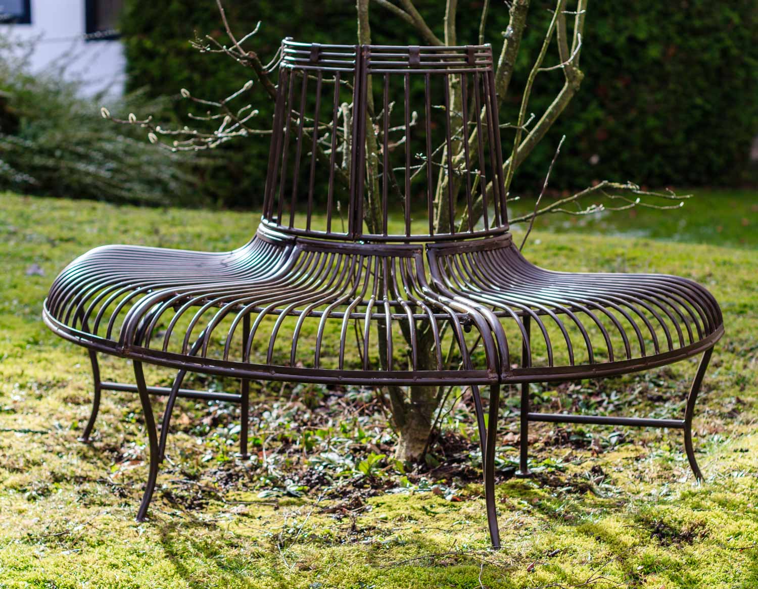 TZ-22-4PwzpOfnUB8UpV Gartenbank Bank Antik-Stil Garten Metall Eisen braun Möbel Baumbank 134cm