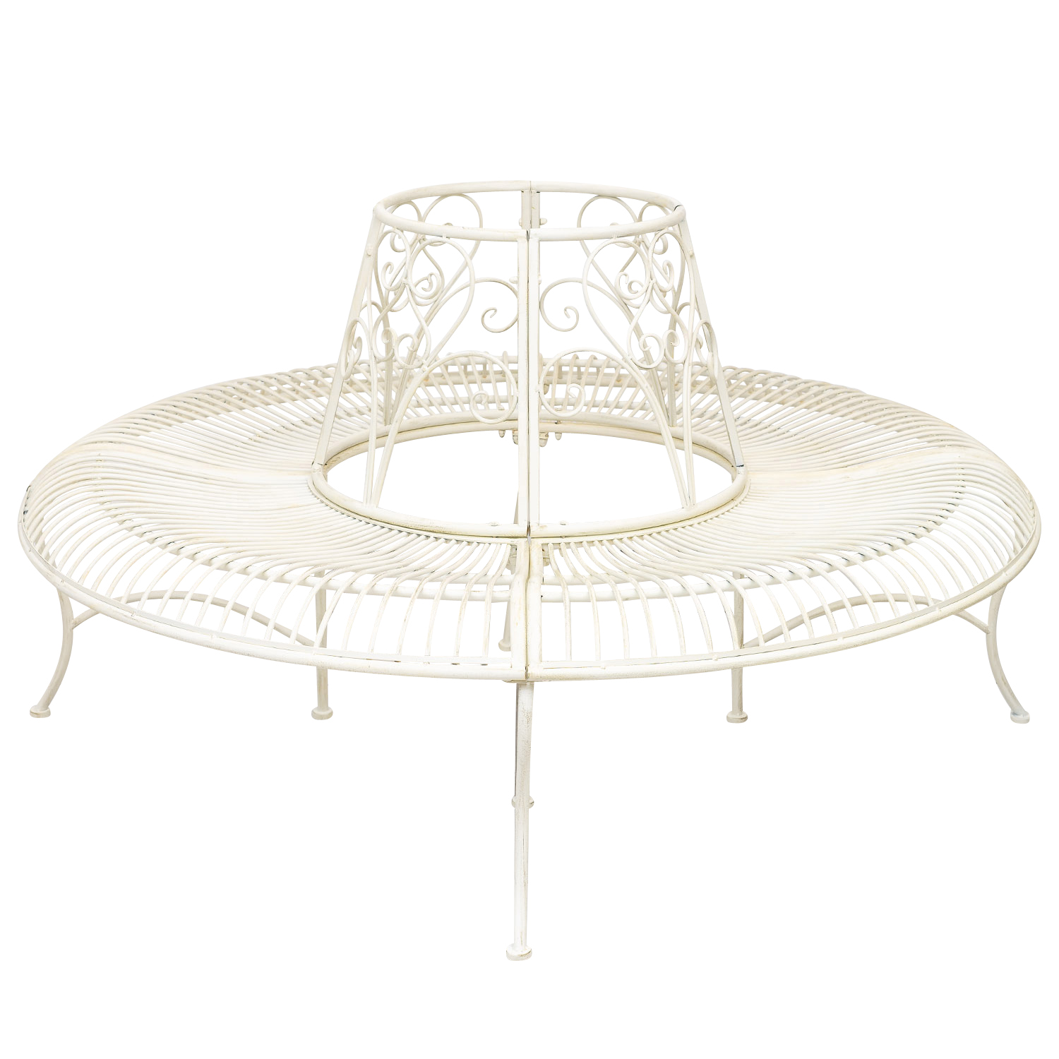 XZ-2 Gartenbank Baumbank Bank Garten Möbel Mobiliar Eisen creme weiss 146cm