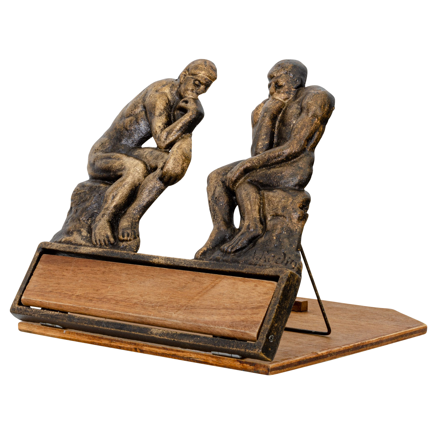 NG-82-3 Notenständer Staffelei Menükartenhalter Denker nach Rodin Figur Eisen Antik-Stil