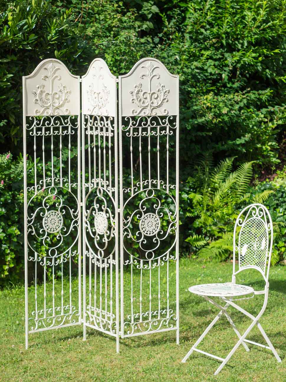 RW-50-6 Paravent Pergola Spalier Eisen Rankhilfe Zaun 19kg Antik-Stil Raumteiler weiß