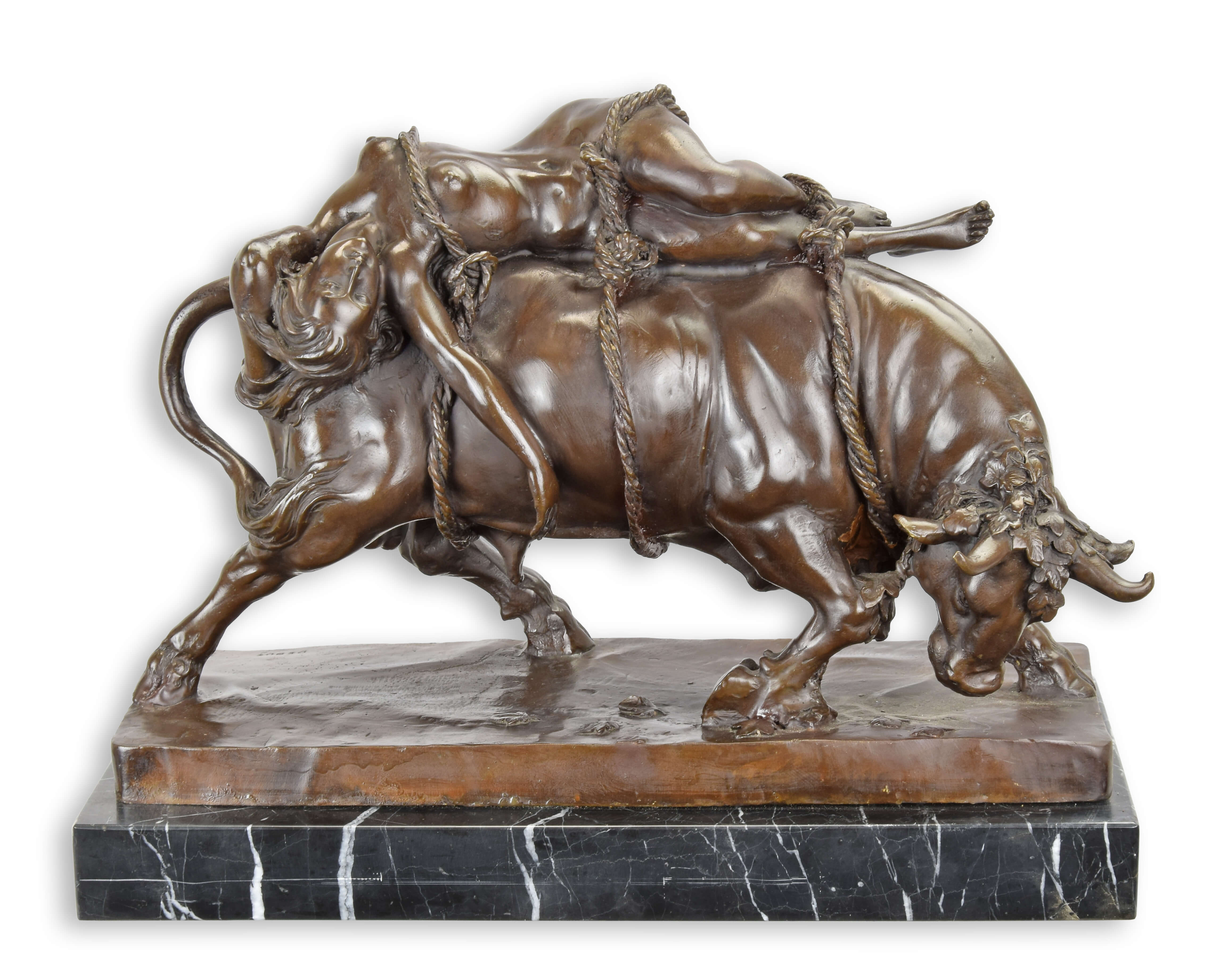 A bronze sculpture of europa and the bull replica retro design decoration