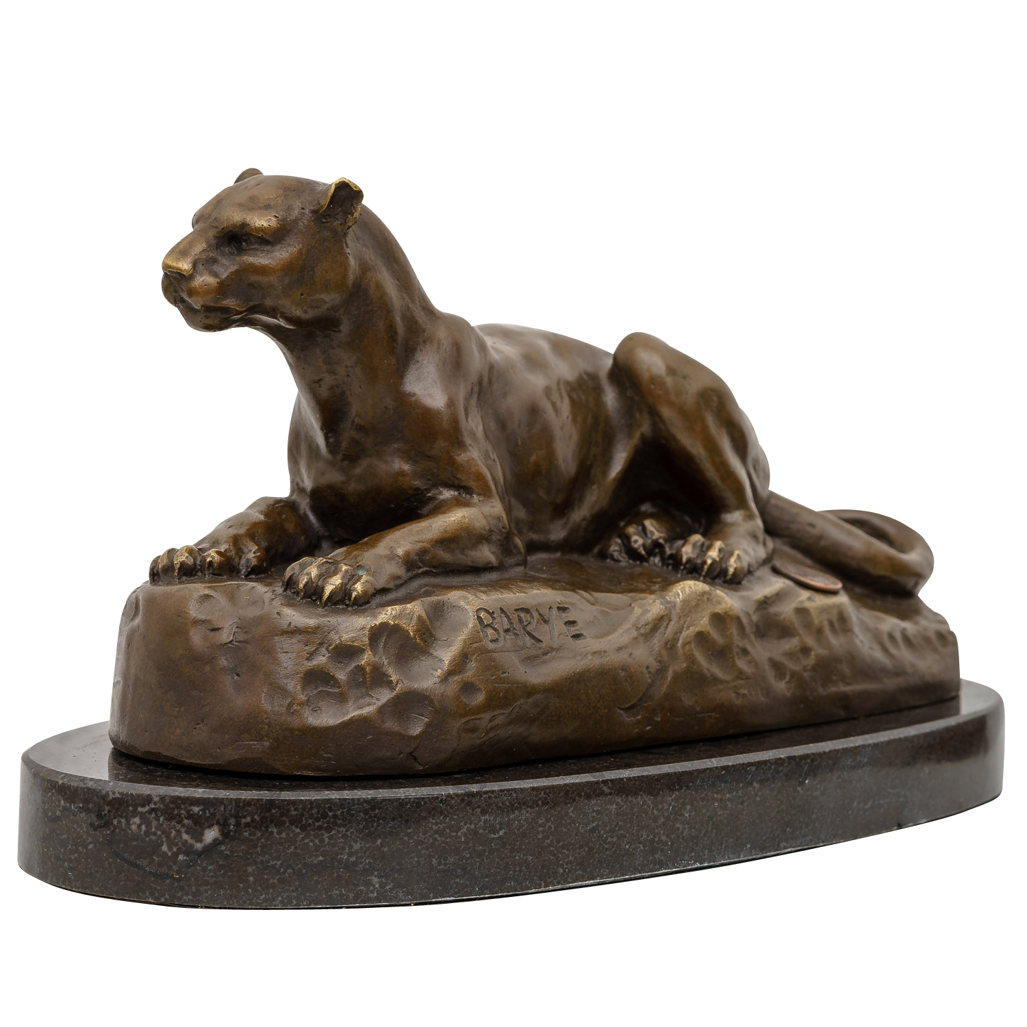 BR-118-2 Bronzeskulptur Raubkatze nach Barye Antik-Stil Bronze Figur Statue Replik Kopie