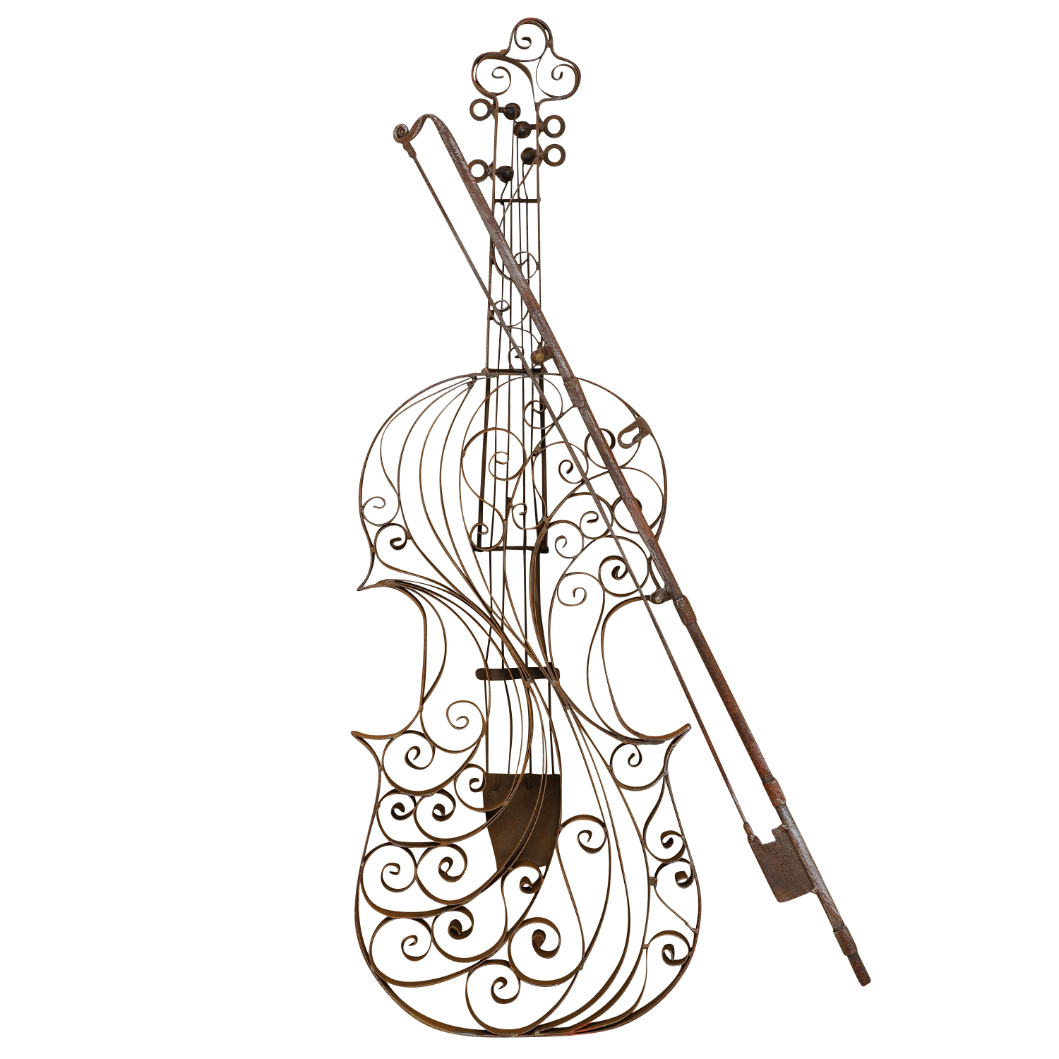TZ-37-11 Geige Violine Dekoration Instrument Wanddekoration Metall Modell Garten 83cm